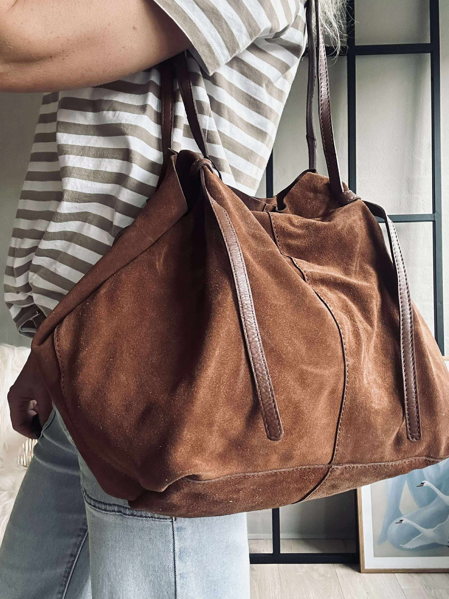 Smuk ruskindsshopper - Cognac