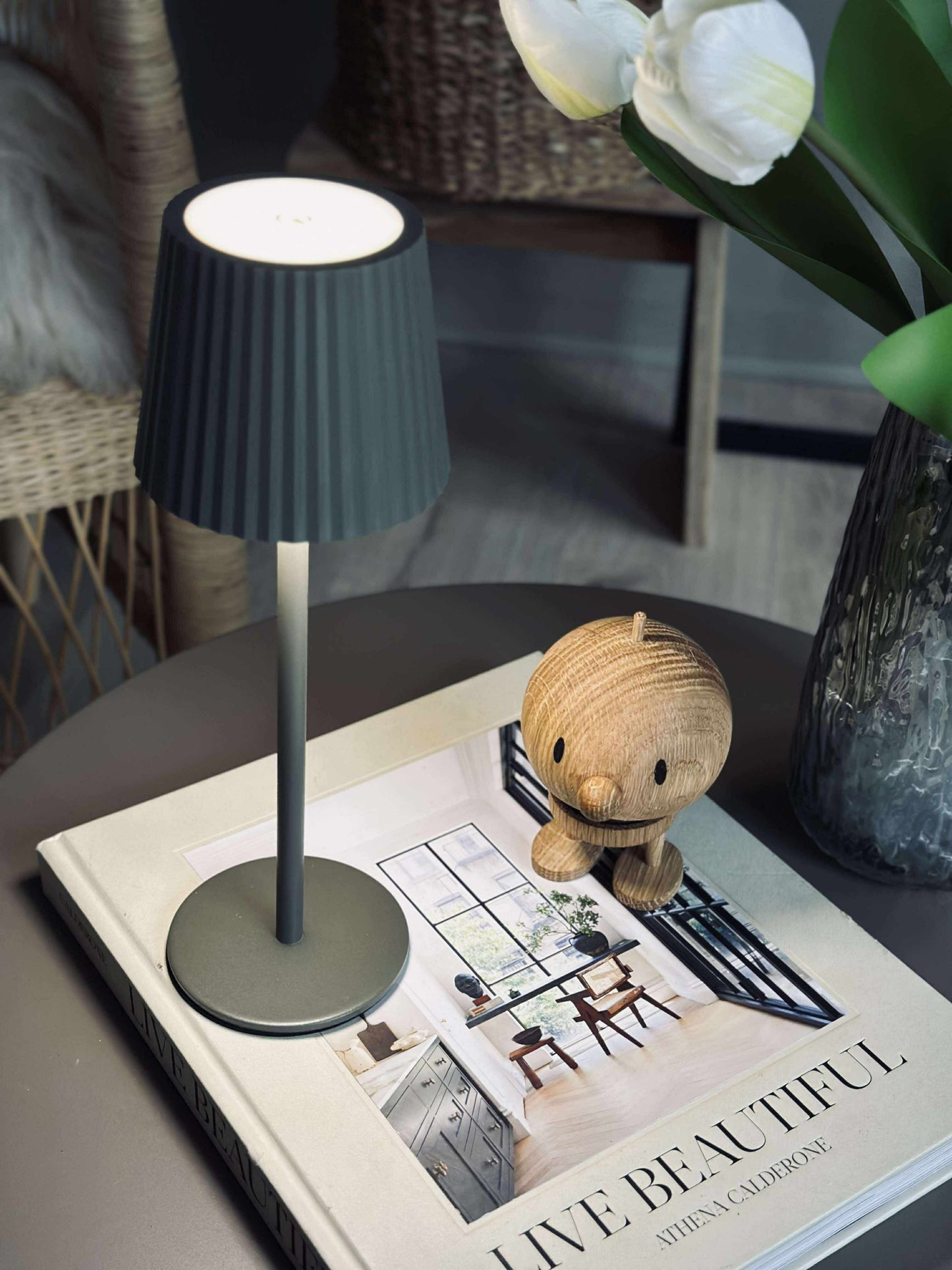 LED bordlampe MILLA Taupe - genopladelig