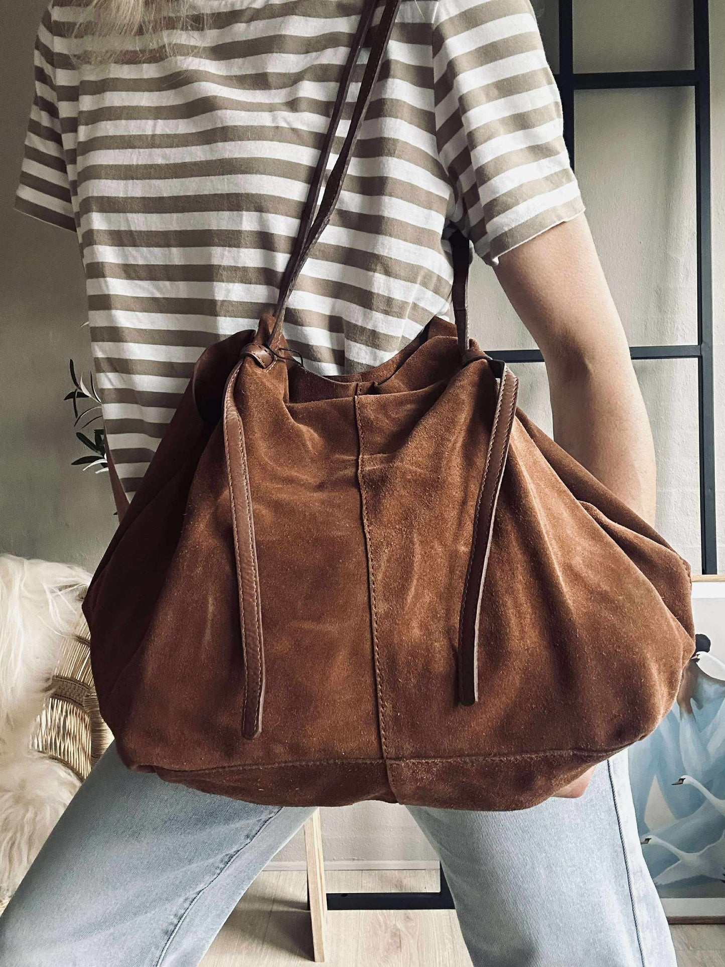 Smuk ruskindsshopper - Cognac
