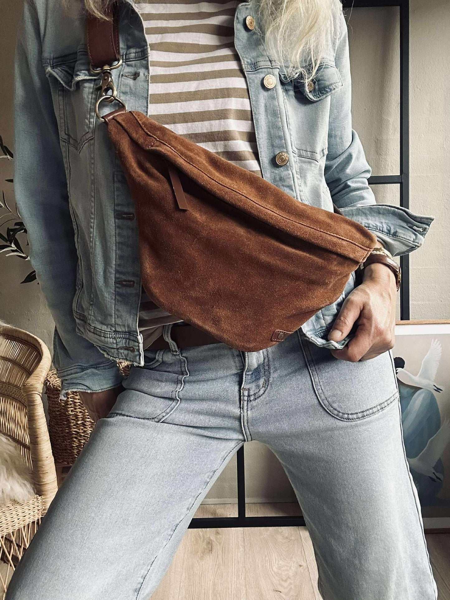 Smuk ruskindsbumbag - Cognac