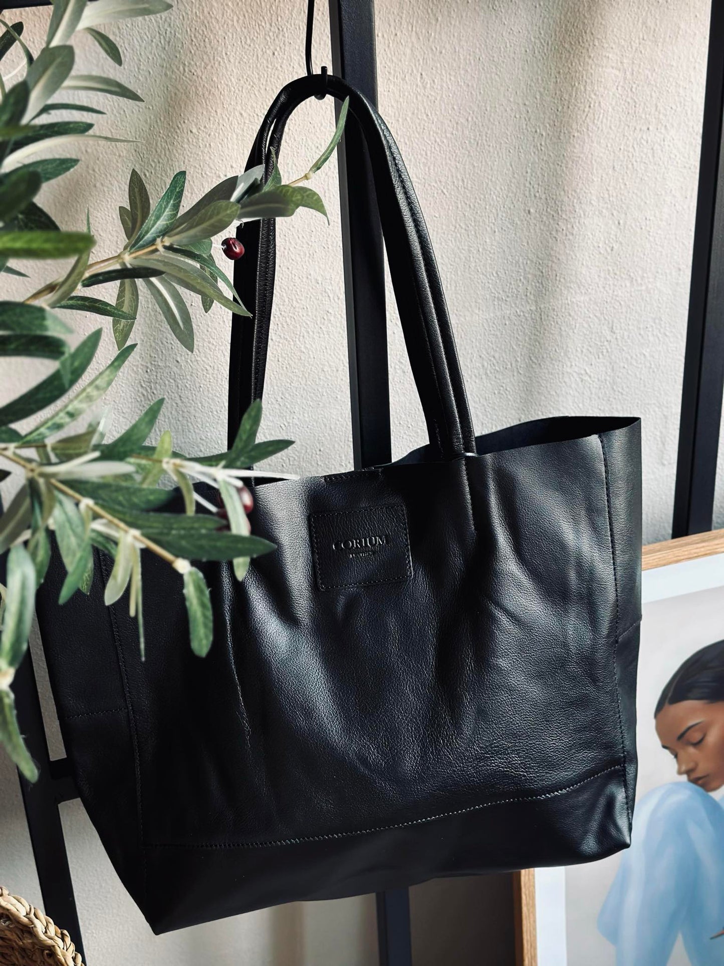 Shopper Daily i blød skind - Black