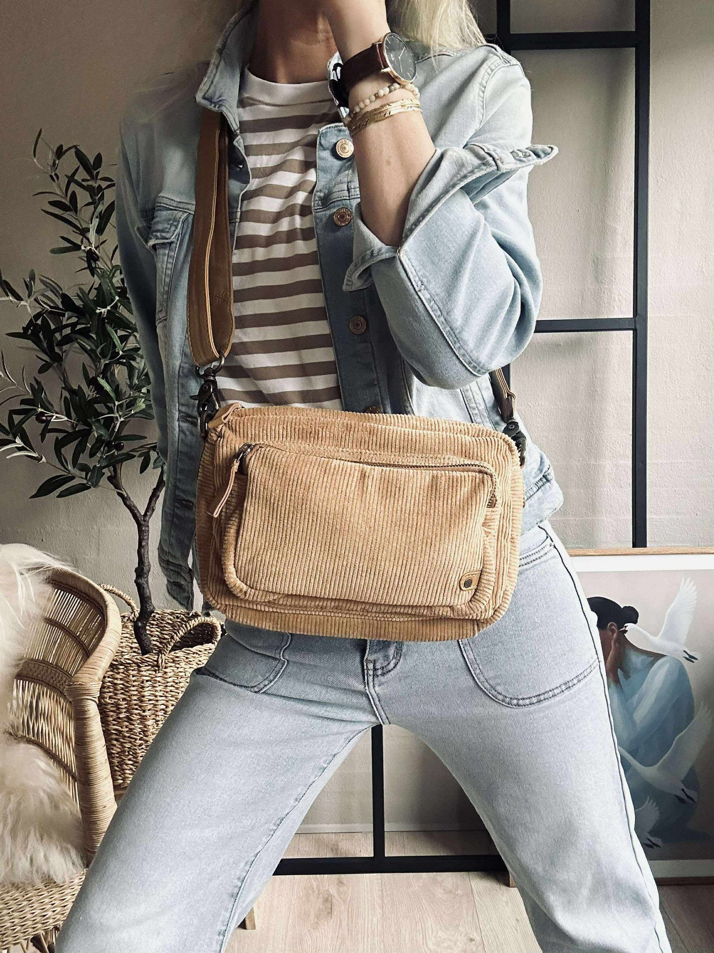 Crossbody Tan fløjl