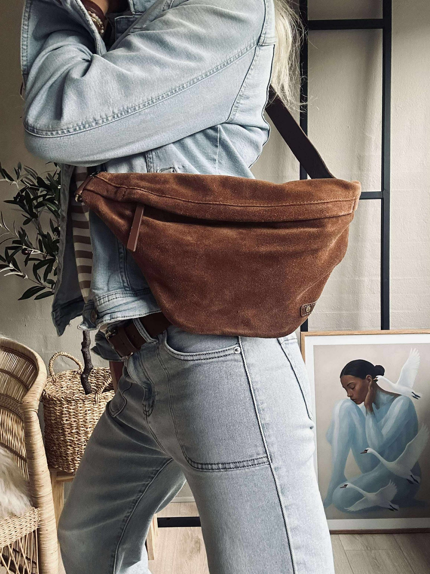 Smuk ruskindsbumbag - Cognac