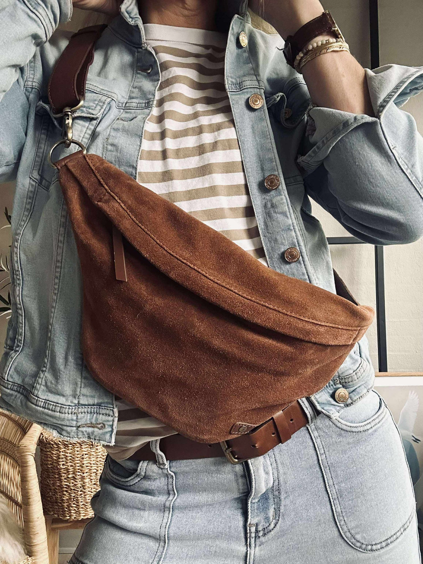 Smuk ruskindsbumbag - Cognac