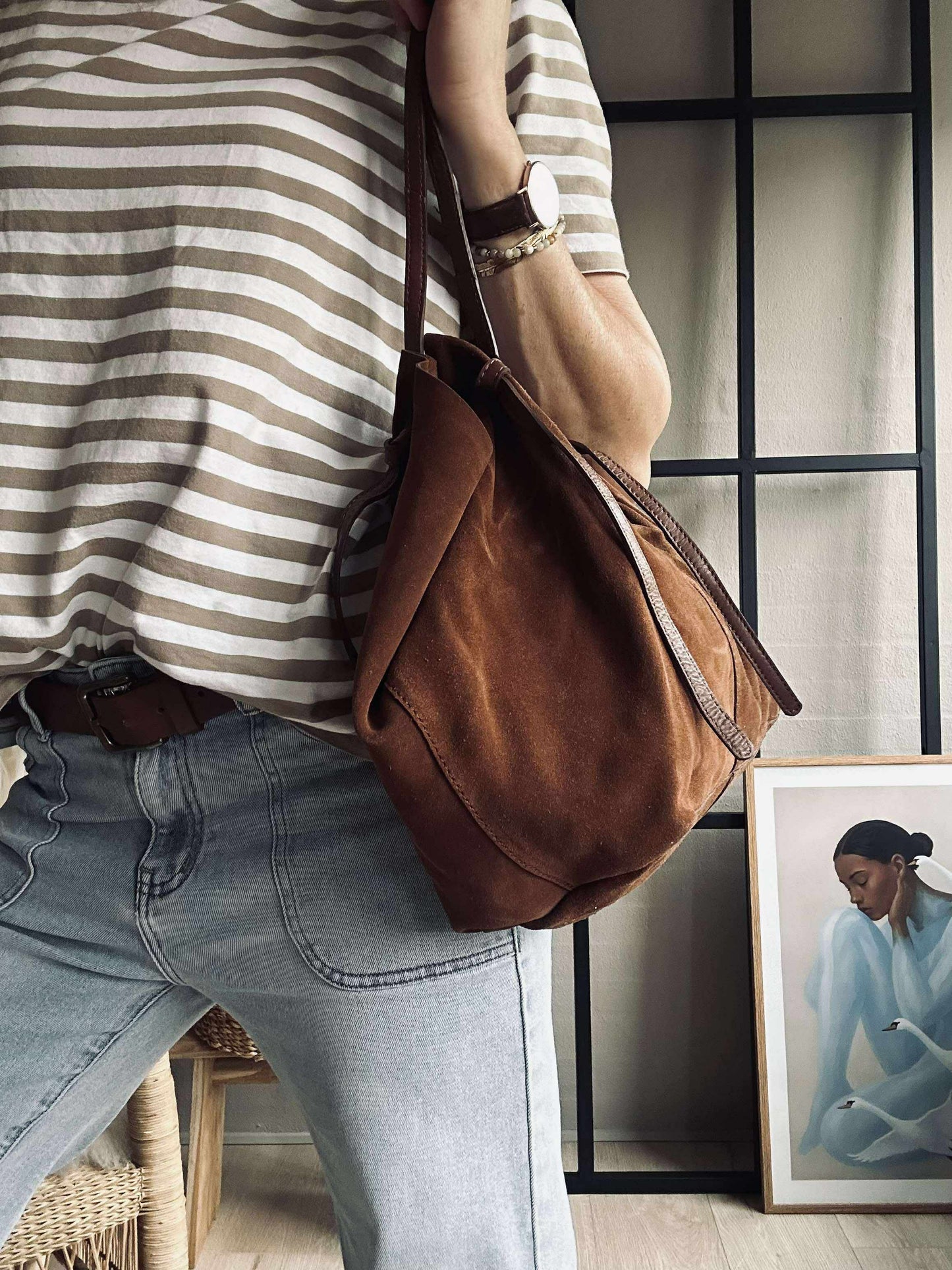 Smuk ruskindsshopper - Cognac