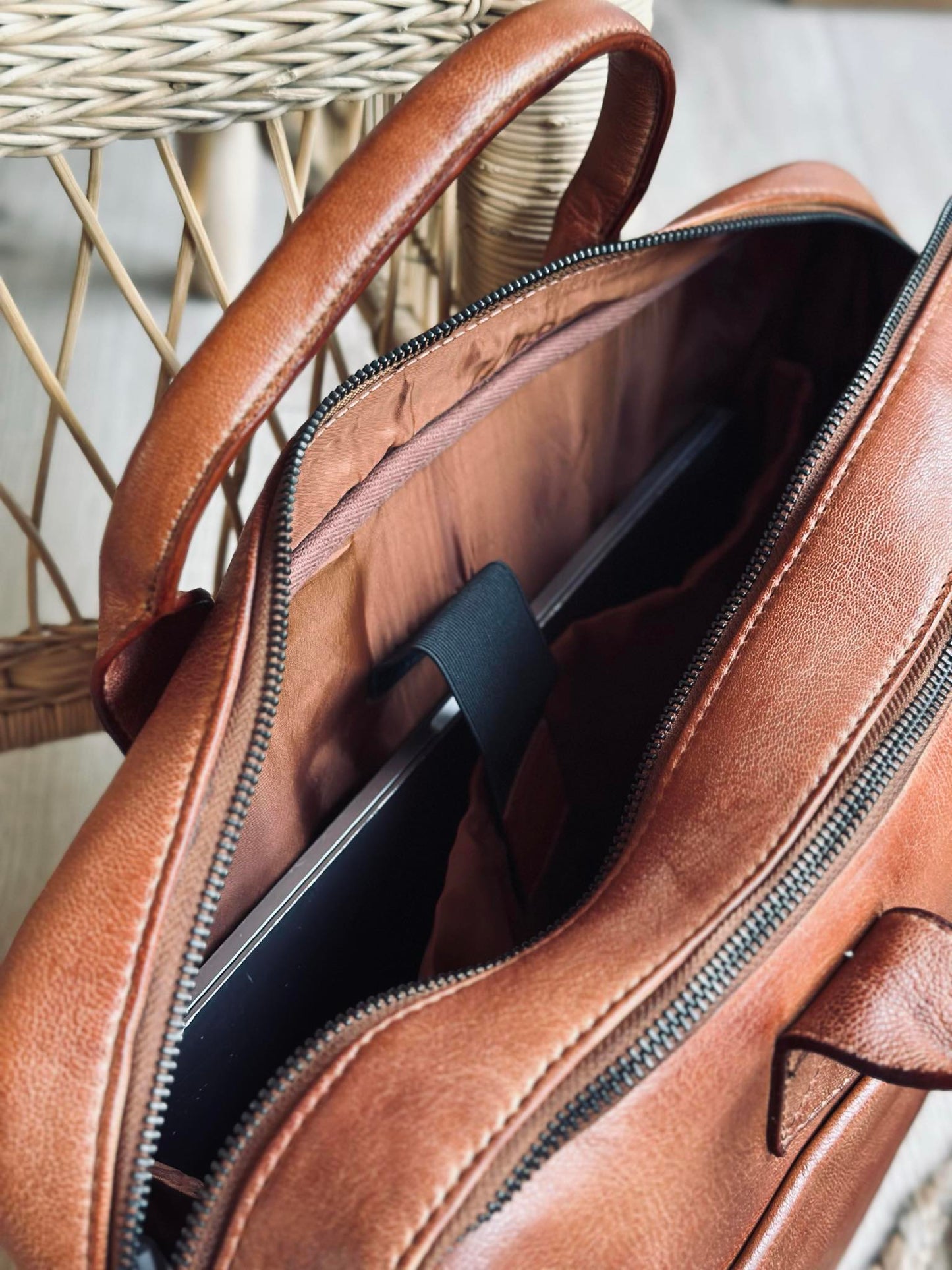 Laptoptaske cognac