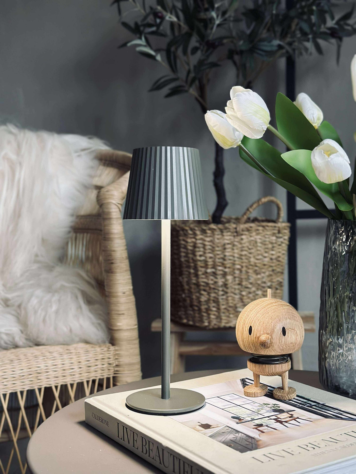 LED bordlampe MILLA Taupe - genopladelig