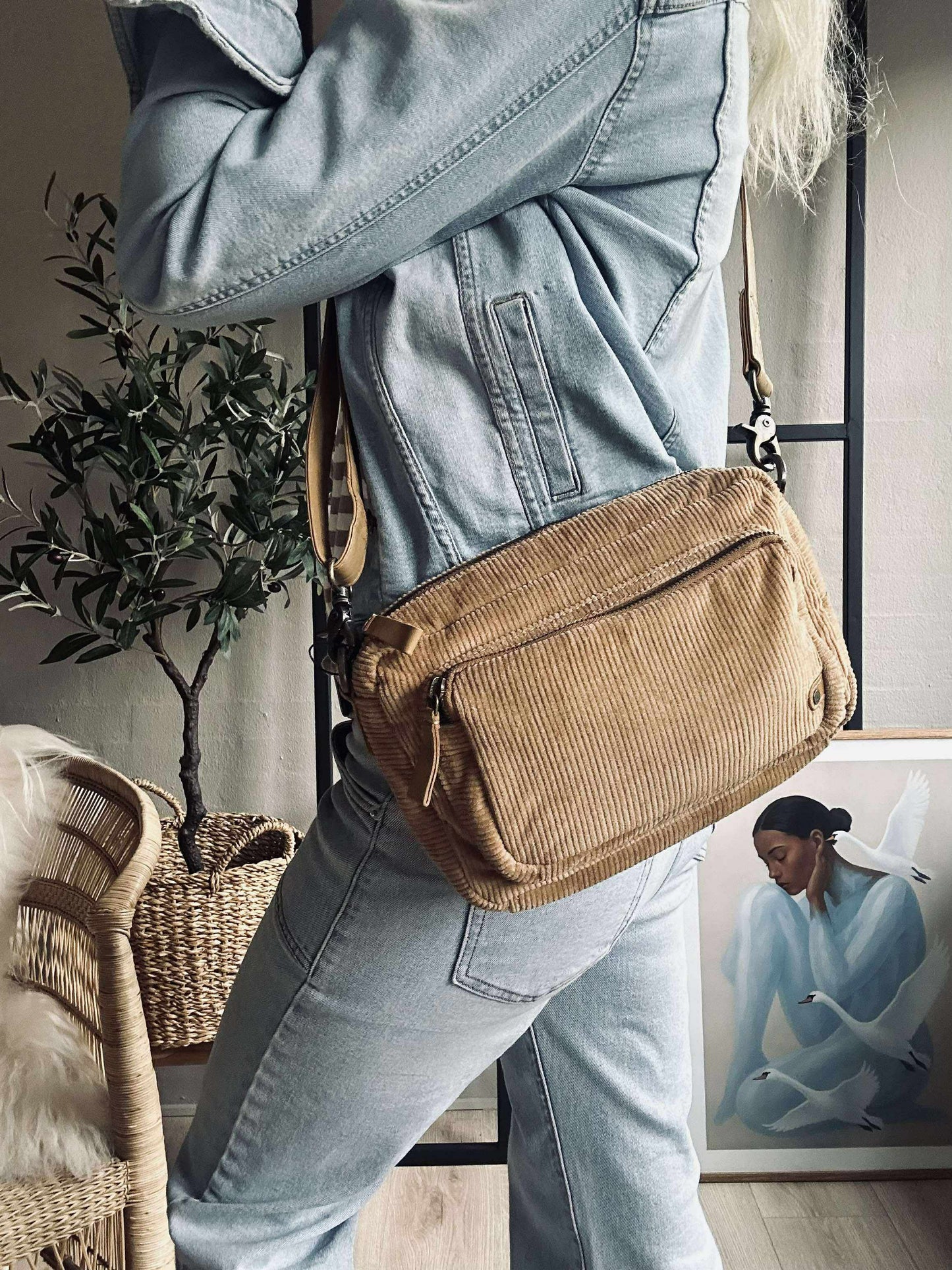 Crossbody Tan fløjl