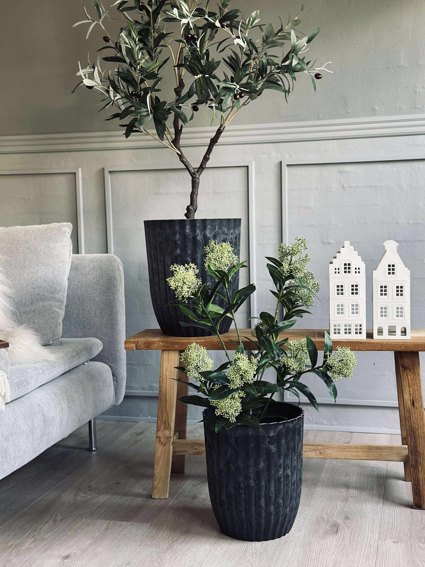 Urtepotter i beton look - Sæt af 2 stk