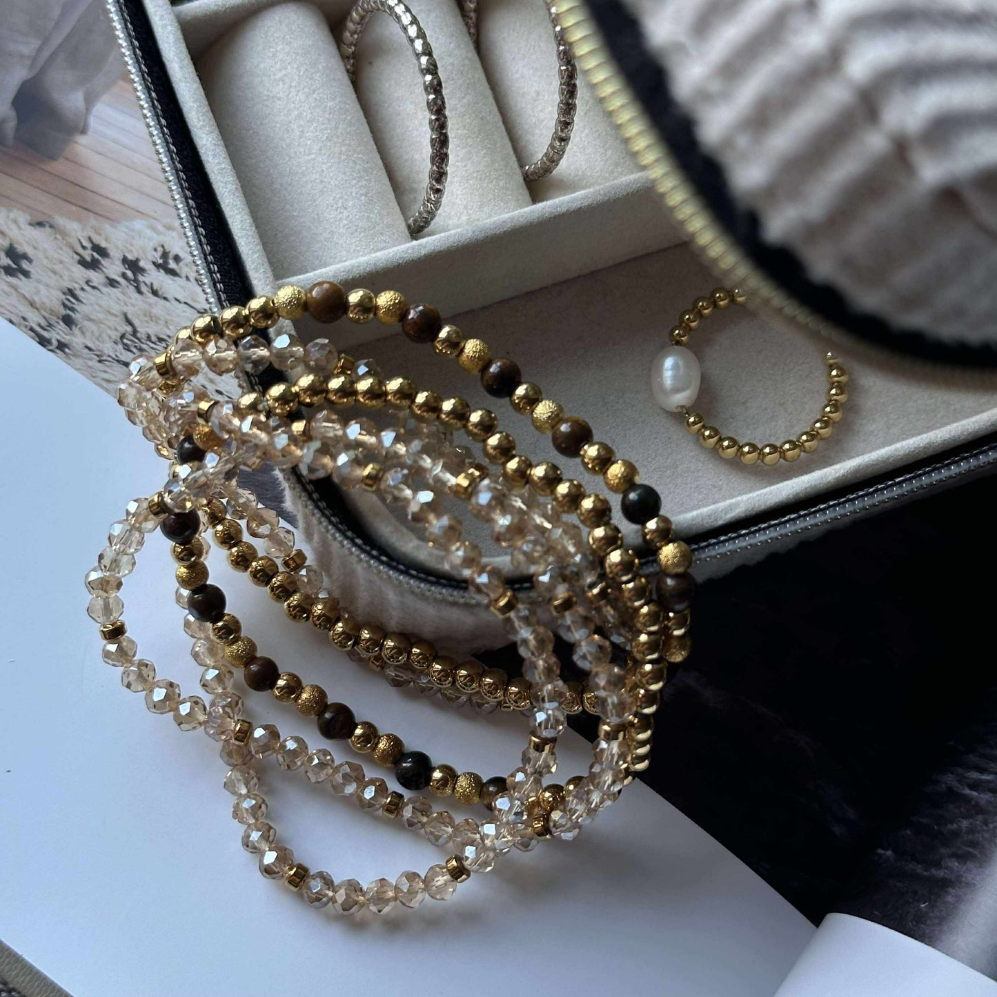Armbånd Ofelia Tiger Eye - Sæt med 5 armbånd
