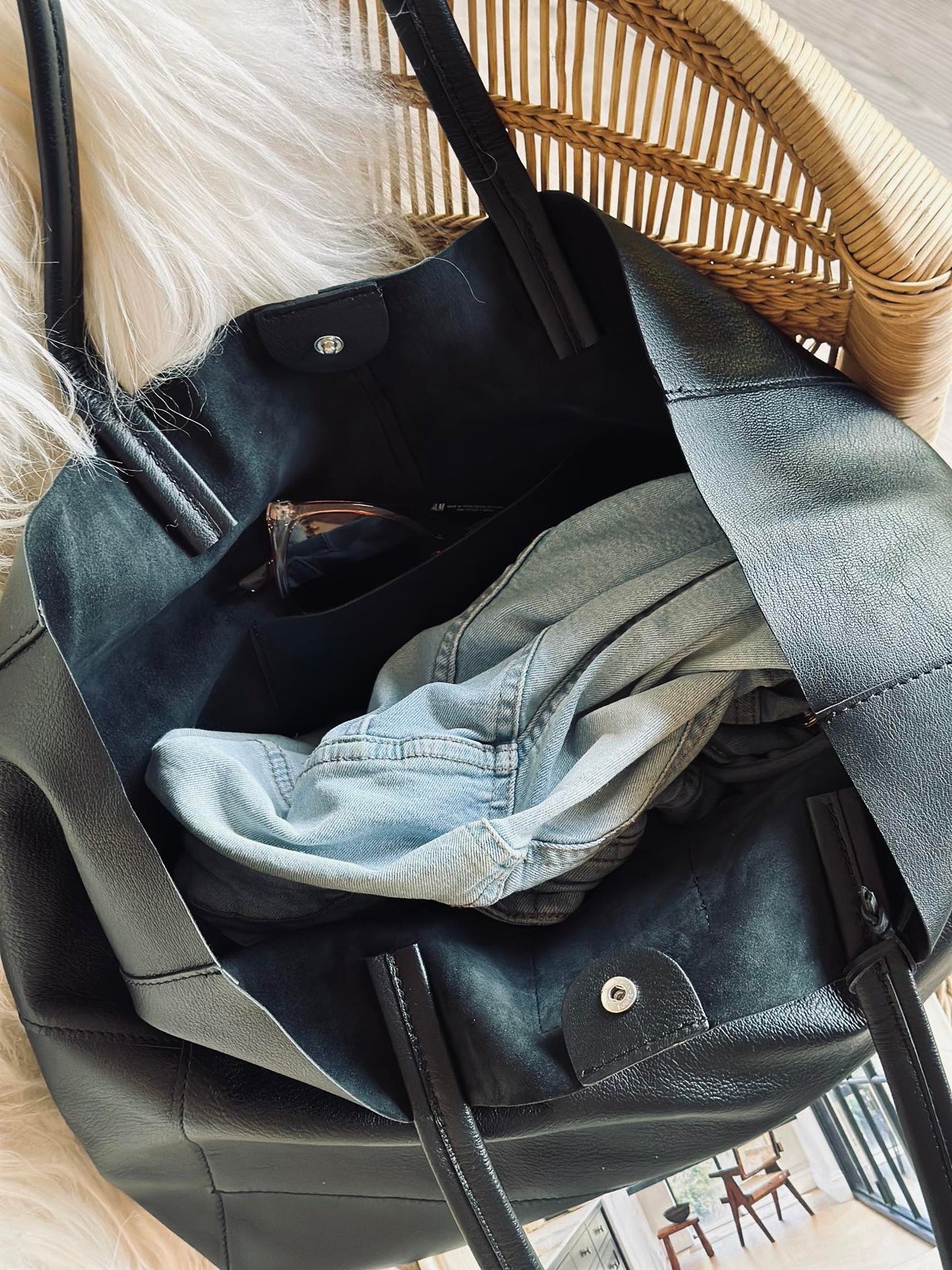 Shopper Daily i blød skind - Black