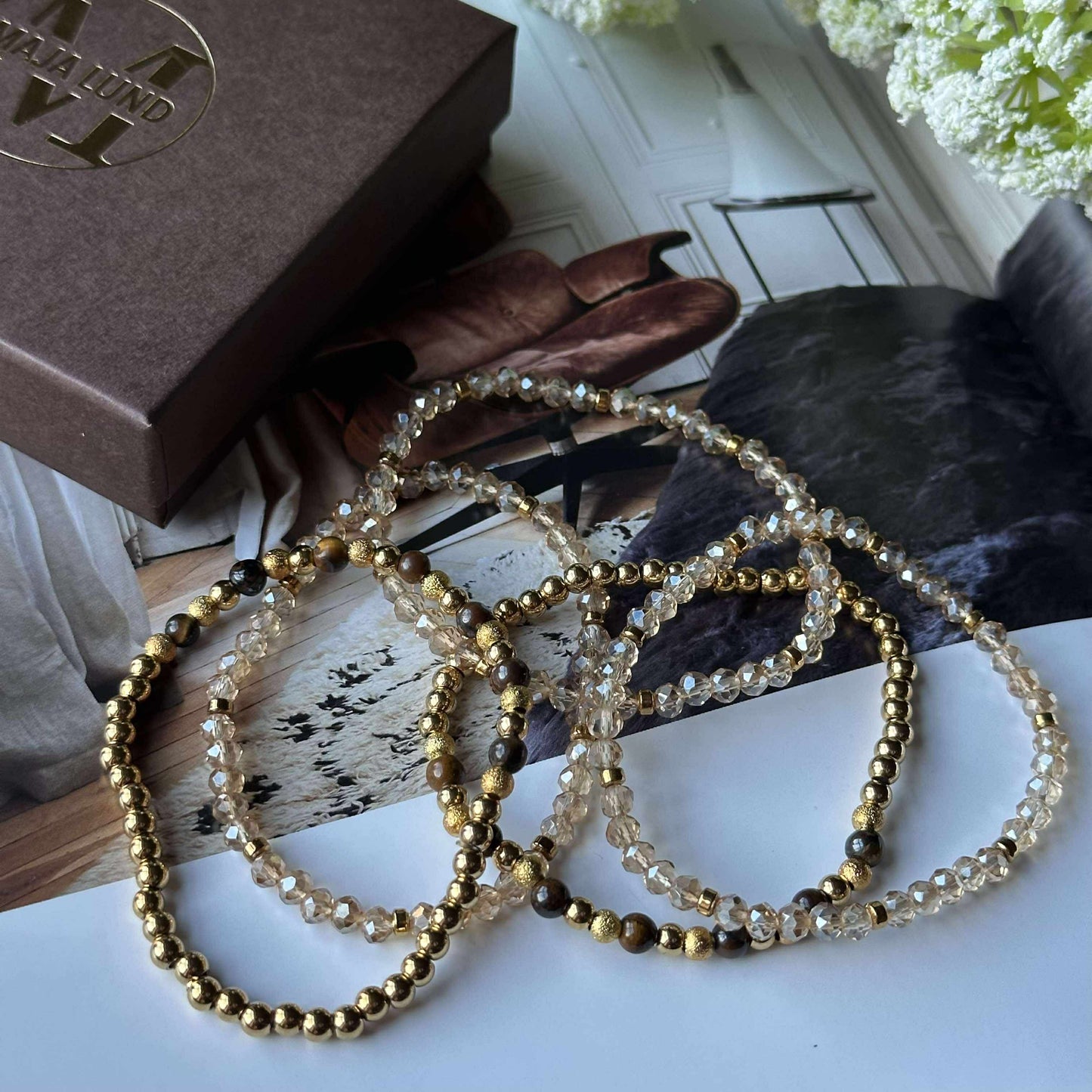 Armbånd Ofelia Tiger Eye - Sæt med 5 armbånd