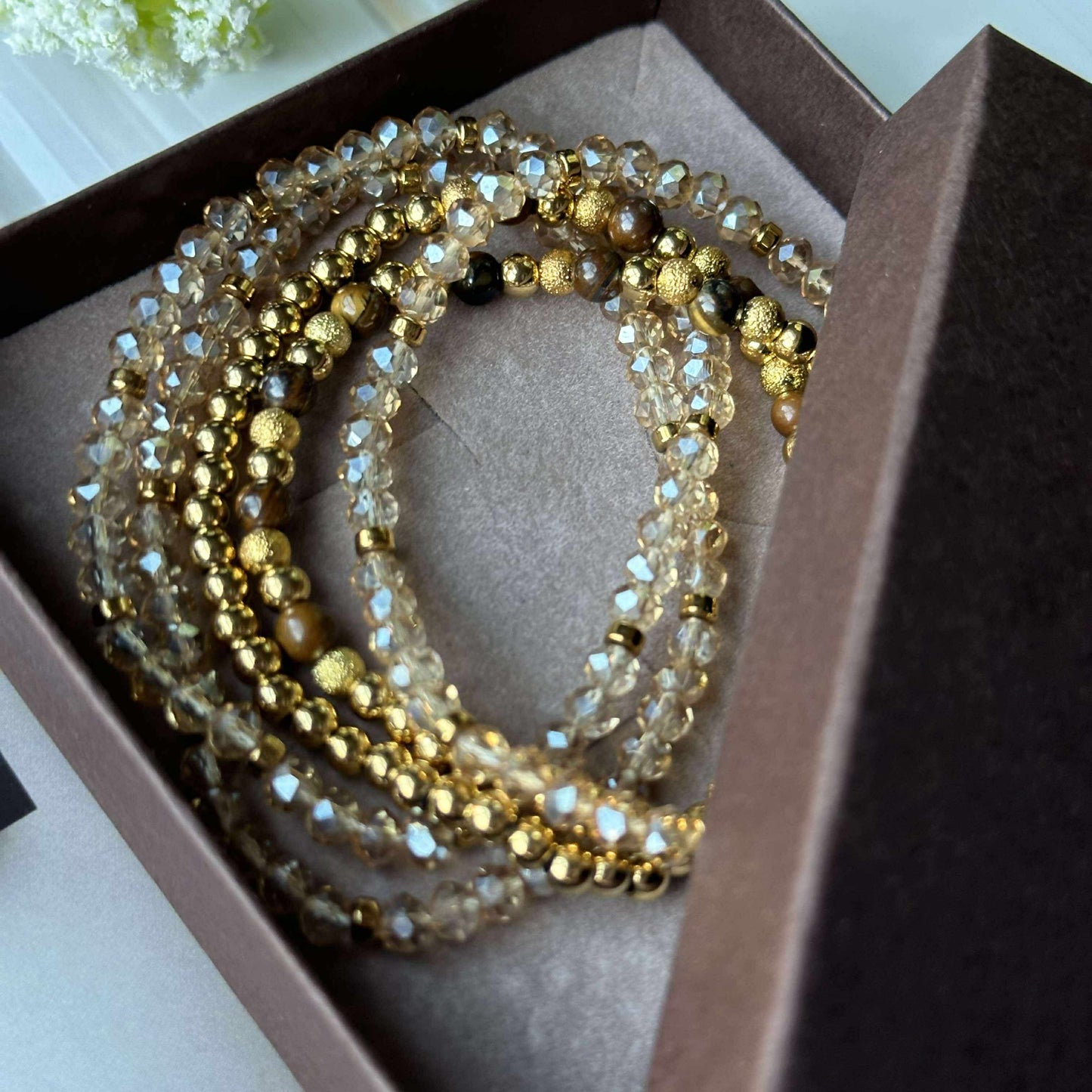 Armbånd Ofelia Tiger Eye - Sæt med 5 armbånd
