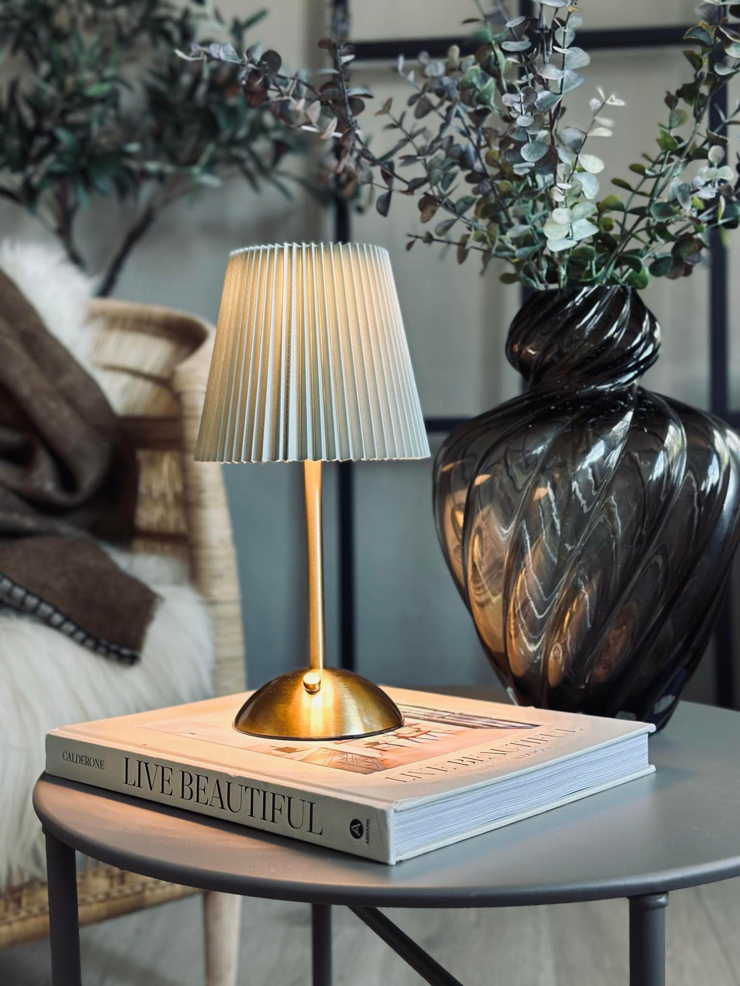 LED bordlampe Large Plisse´ - genopladelig