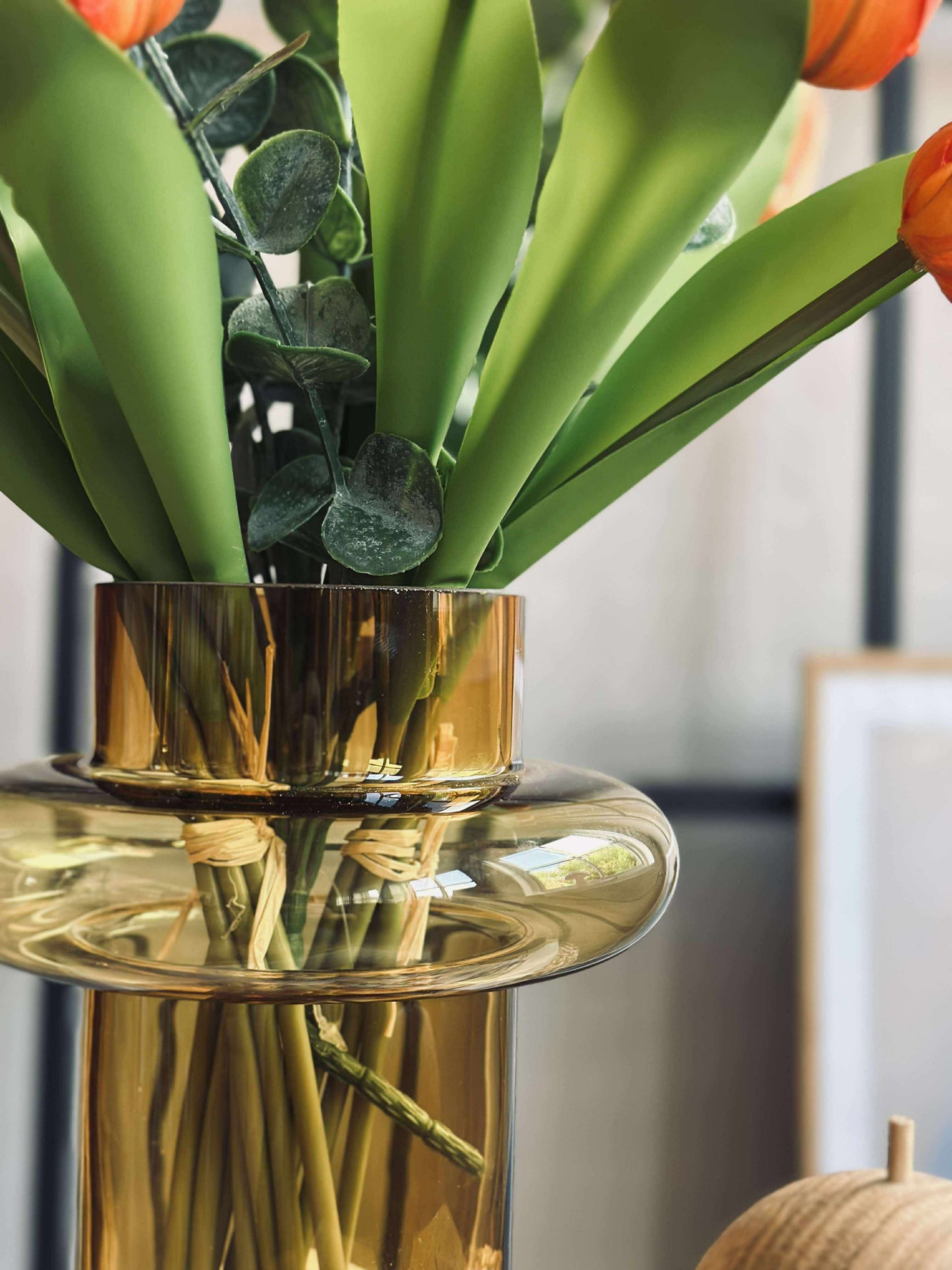 Vase i mundblæst glas - Lyngby amber