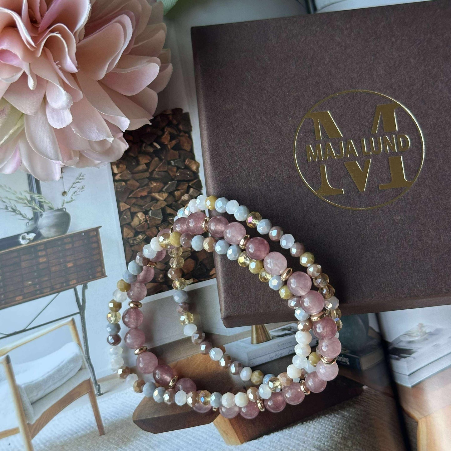 Armbånd Luna Vintage Rose – Sæt med 3 stk