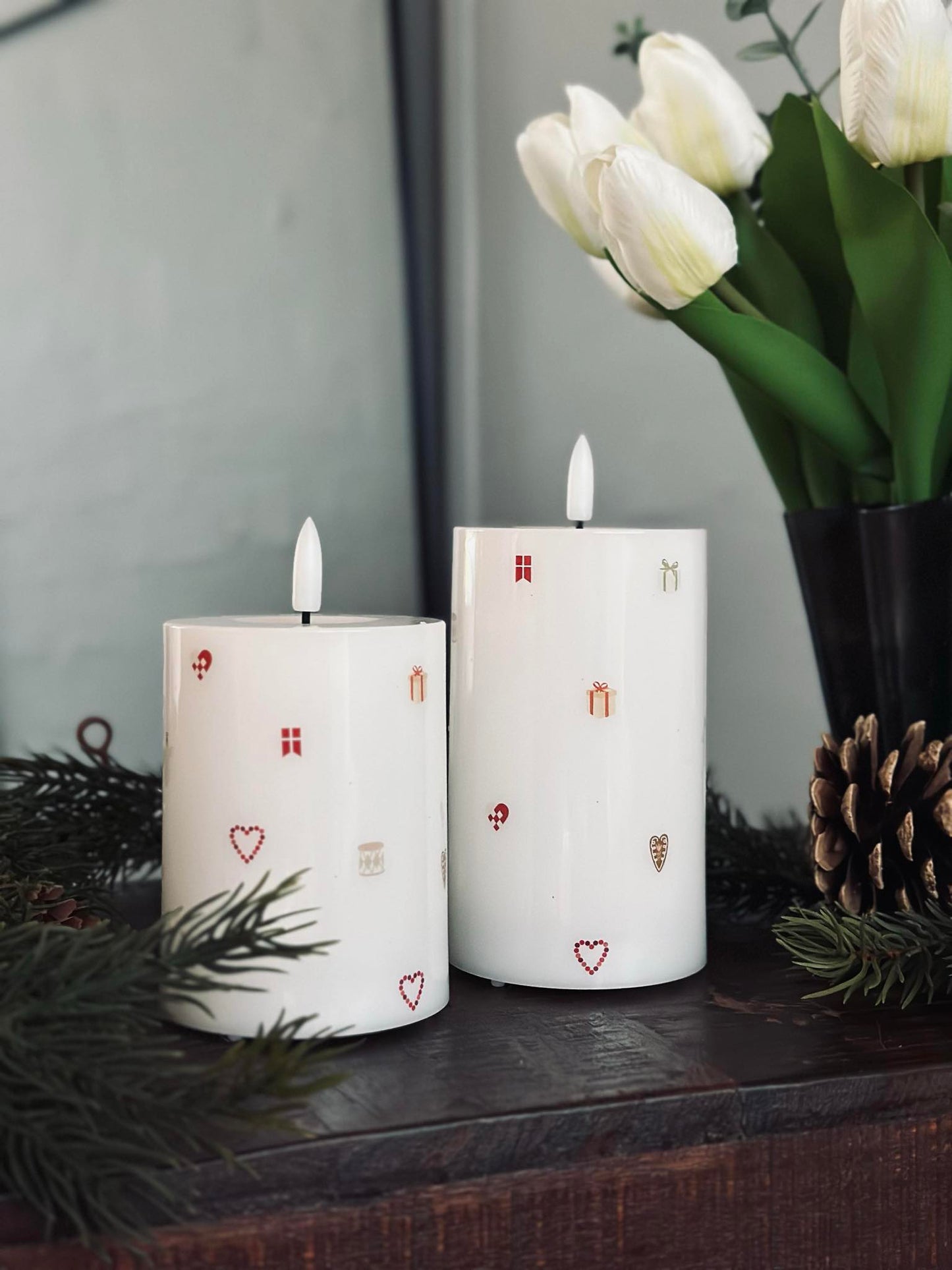 LED Bloklys TWINKLE CHRISTMAS - Sæt med 2stk.