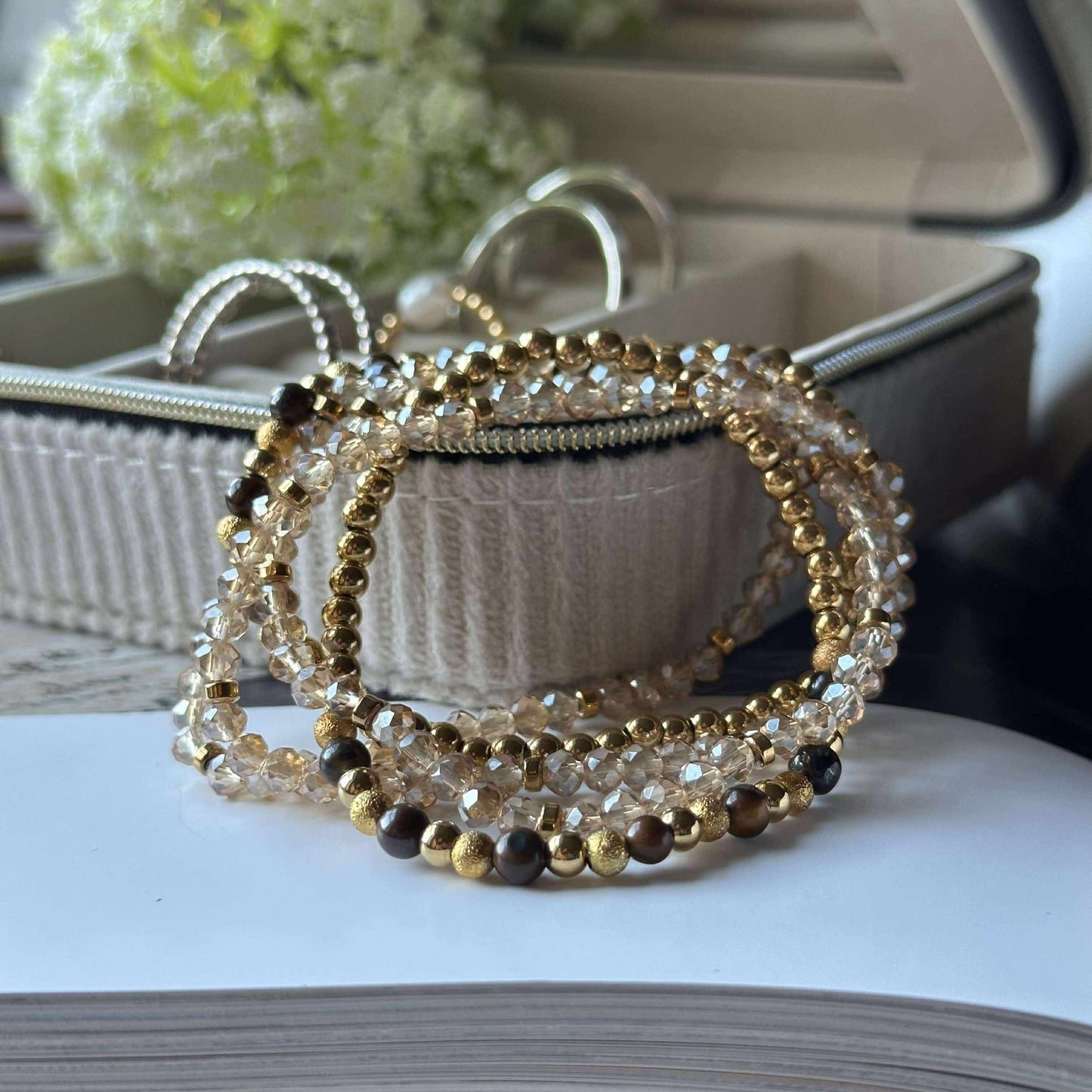 Armbånd Ofelia Tiger Eye - Sæt med 5 armbånd
