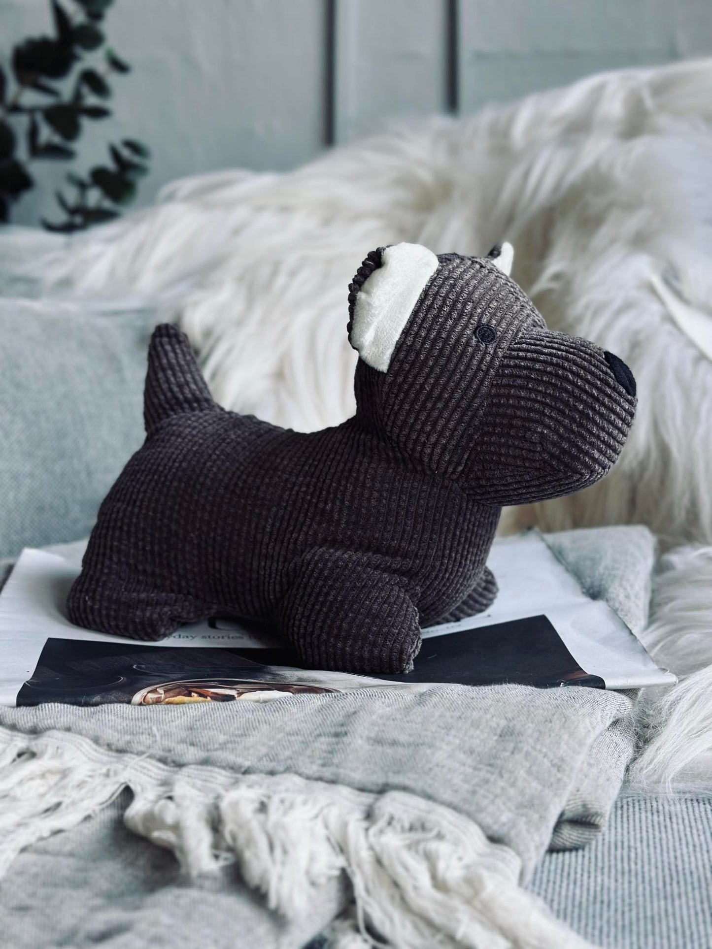 Dørstoppe hund - Brun fløjl