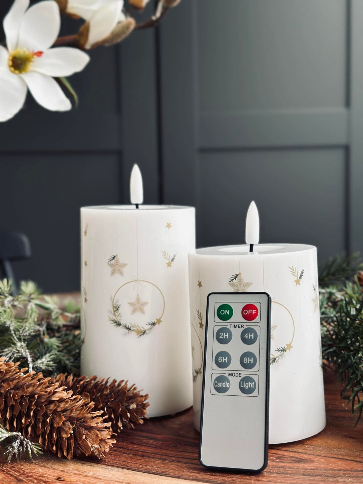 LED Bloklys TWINKLE CHRISTMAS - Sæt med 2stk.