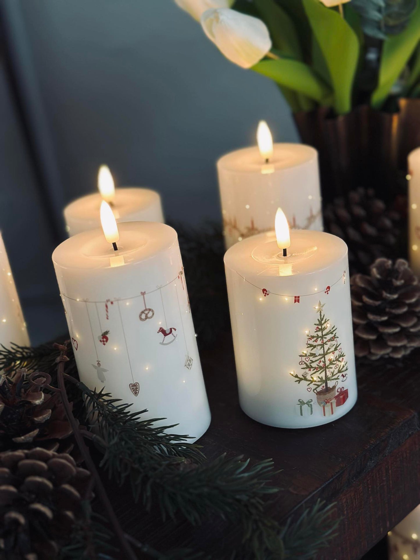 LED Bloklys TWINKLE CHRISTMAS - Sæt med 2stk.