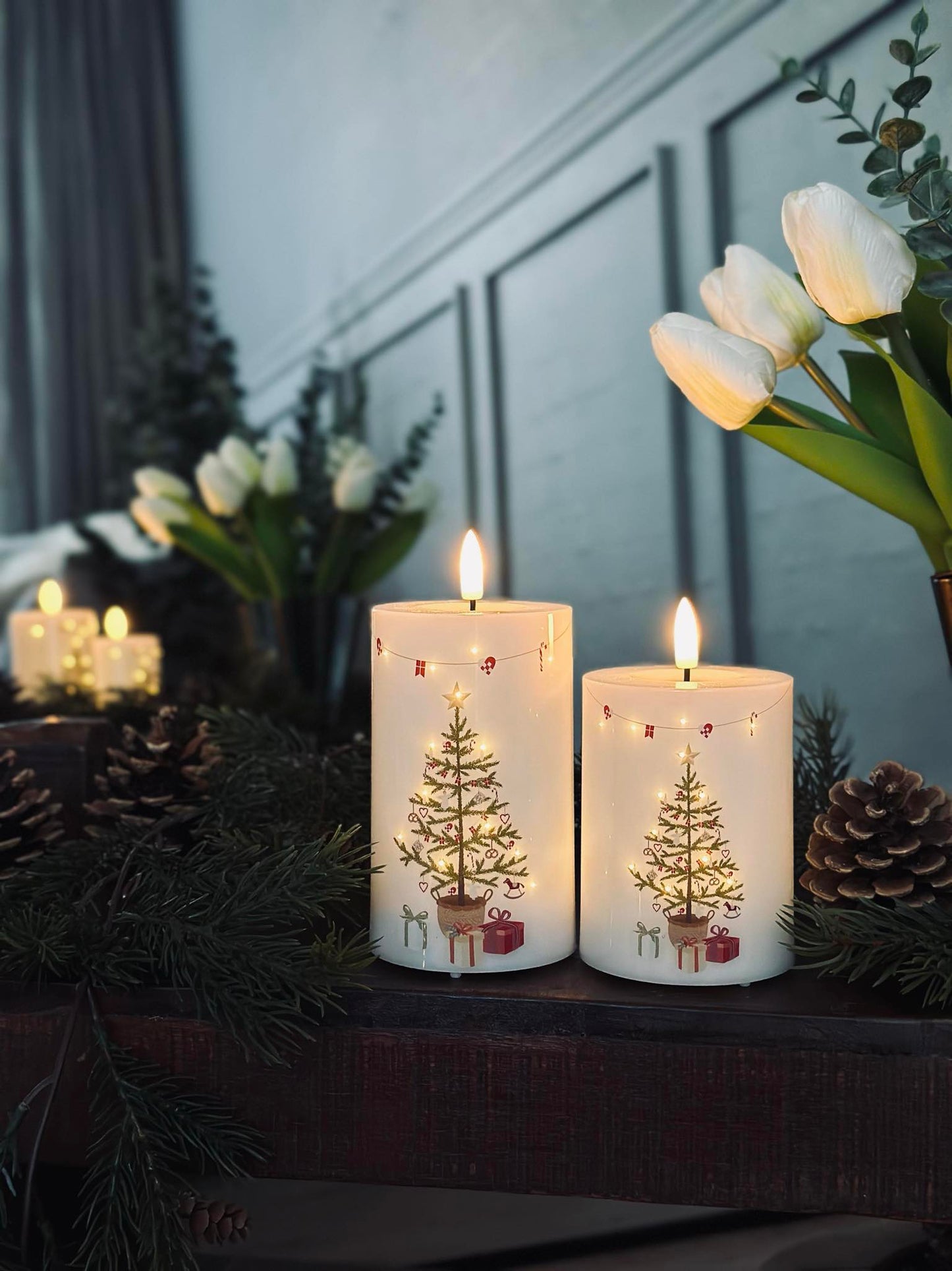 LED Bloklys TWINKLE CHRISTMAS - Sæt med 2stk.