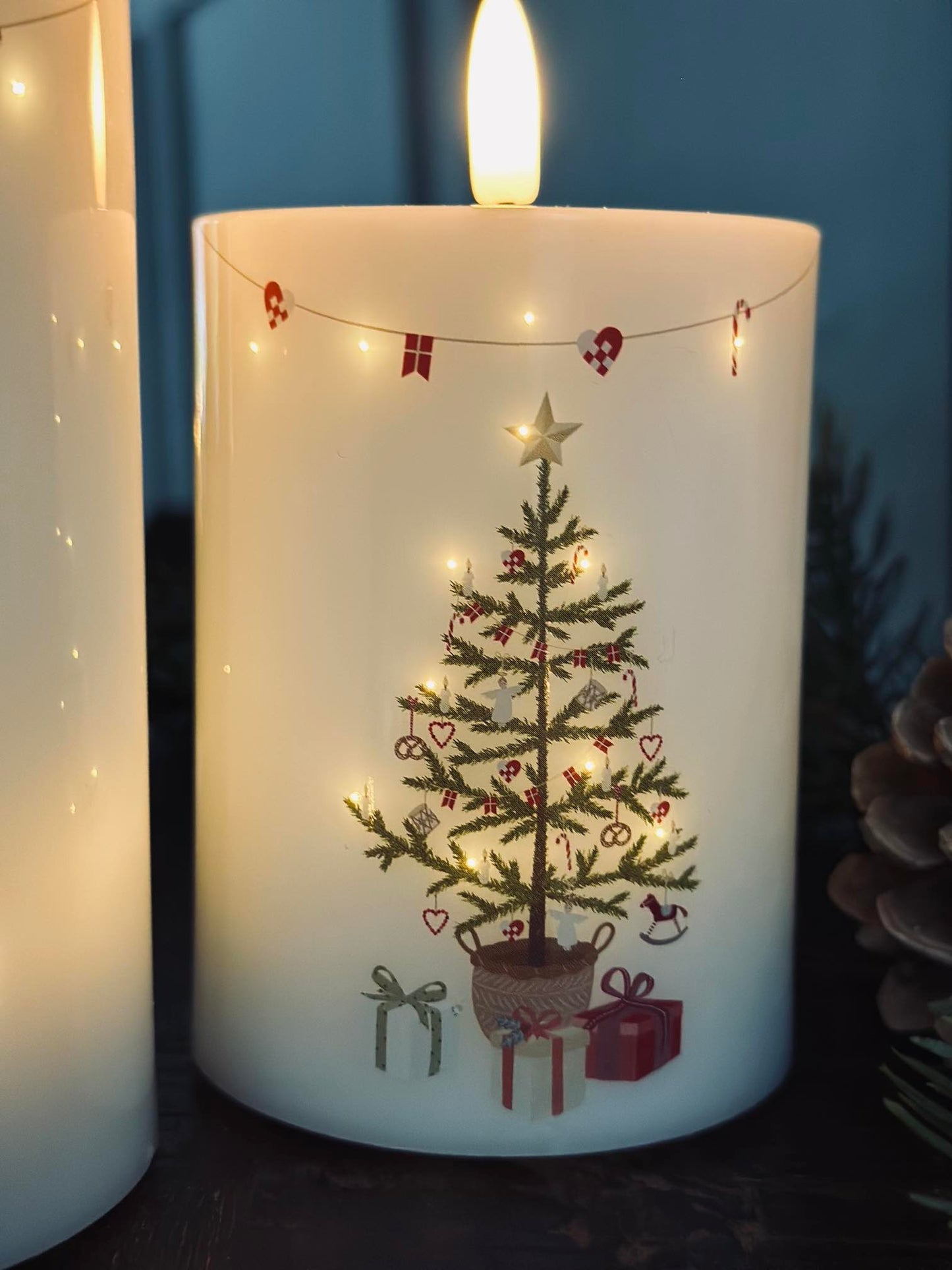 LED Bloklys TWINKLE CHRISTMAS - Sæt med 2stk.