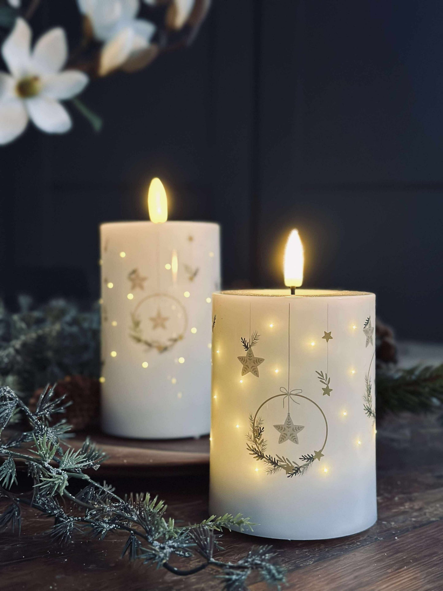 LED Bloklys TWINKLE CHRISTMAS - Sæt med 2stk.