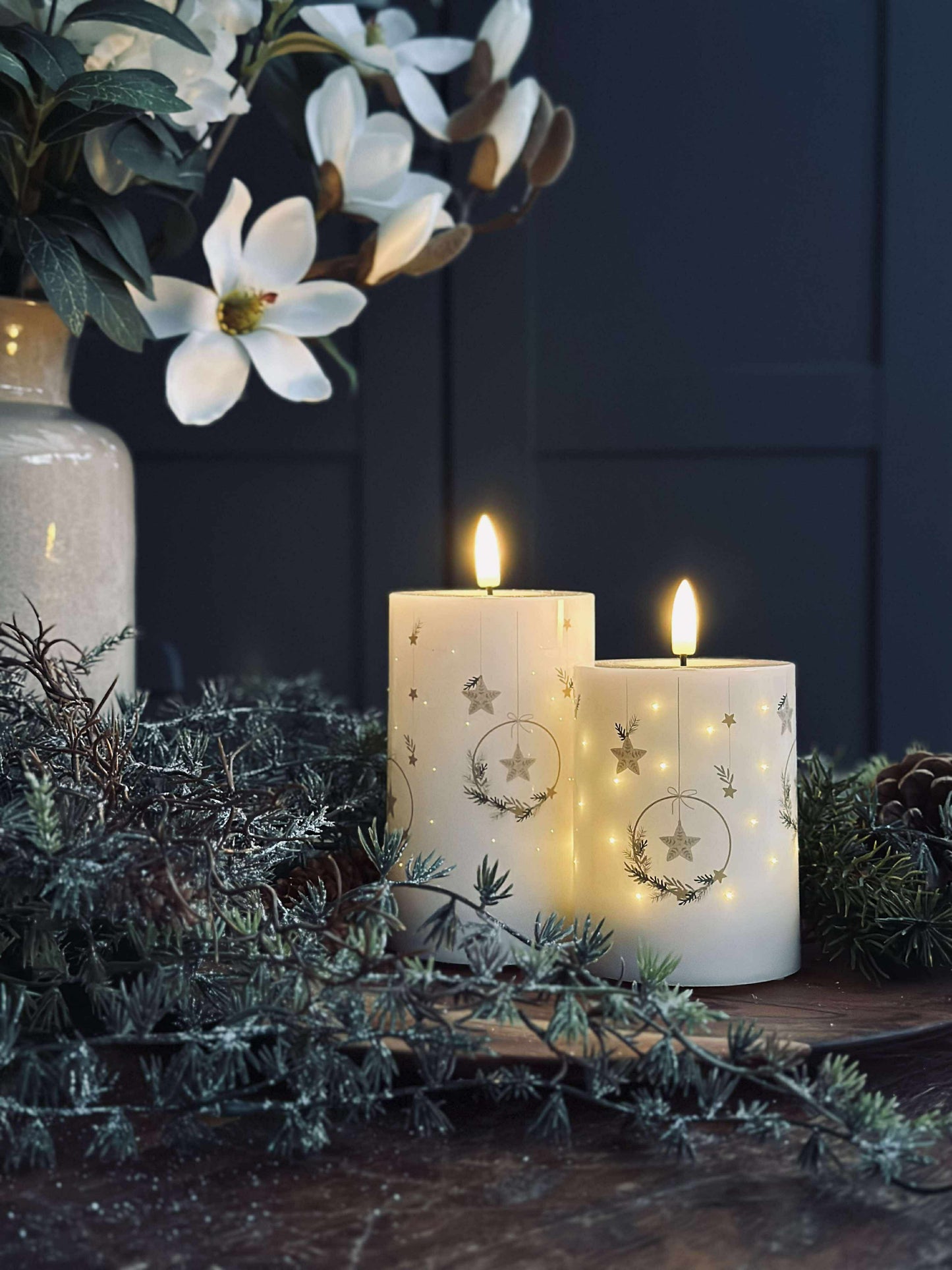 LED Bloklys TWINKLE CHRISTMAS - Sæt med 2stk.