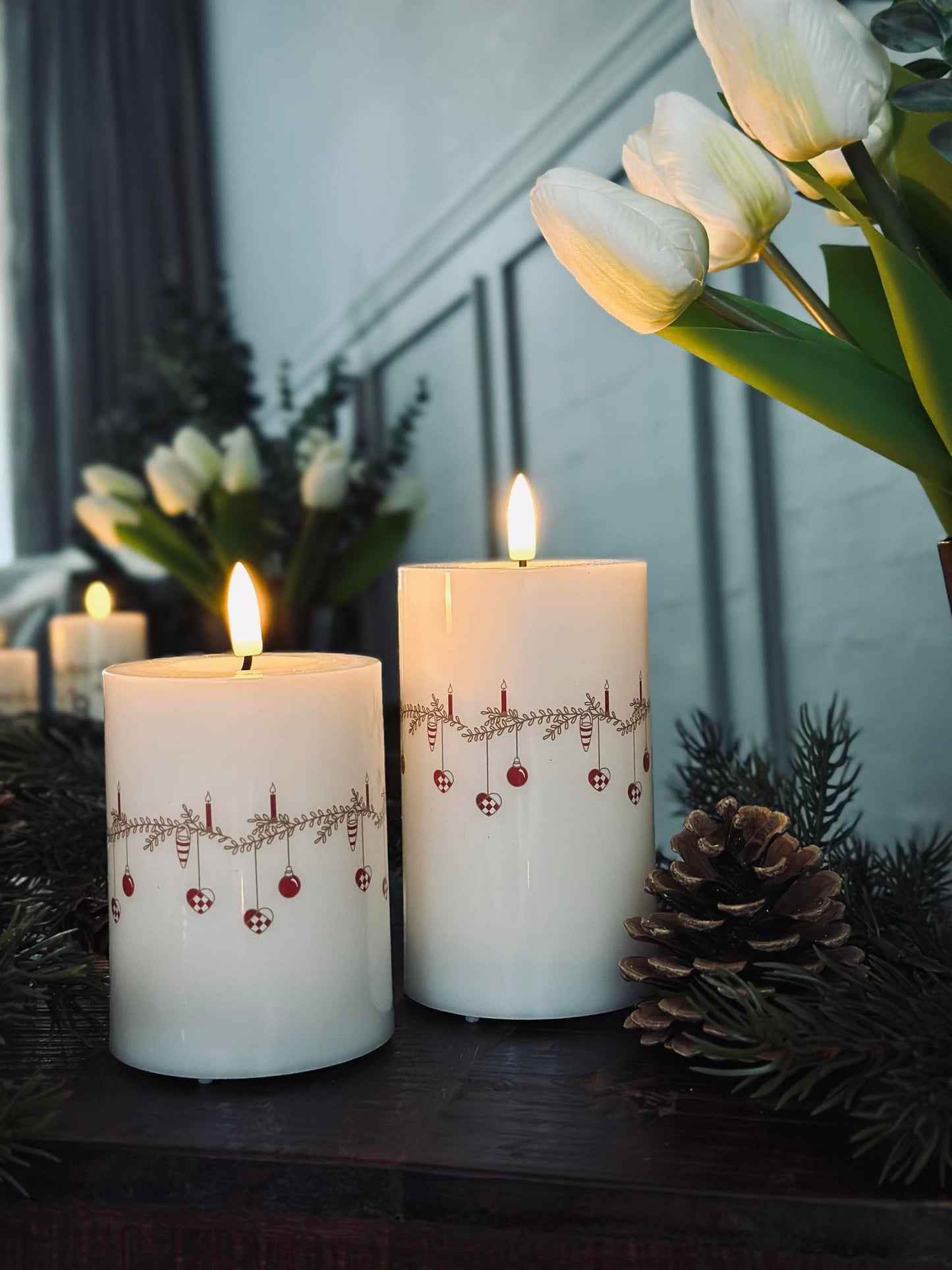 LED Bloklys TWINKLE CHRISTMAS - Sæt med 2stk.