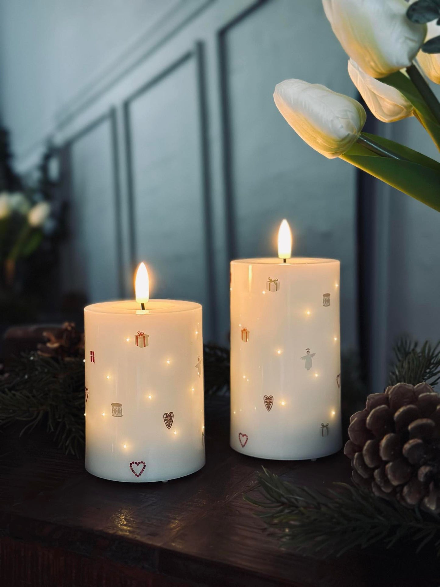 LED Bloklys TWINKLE CHRISTMAS - Sæt med 2stk.