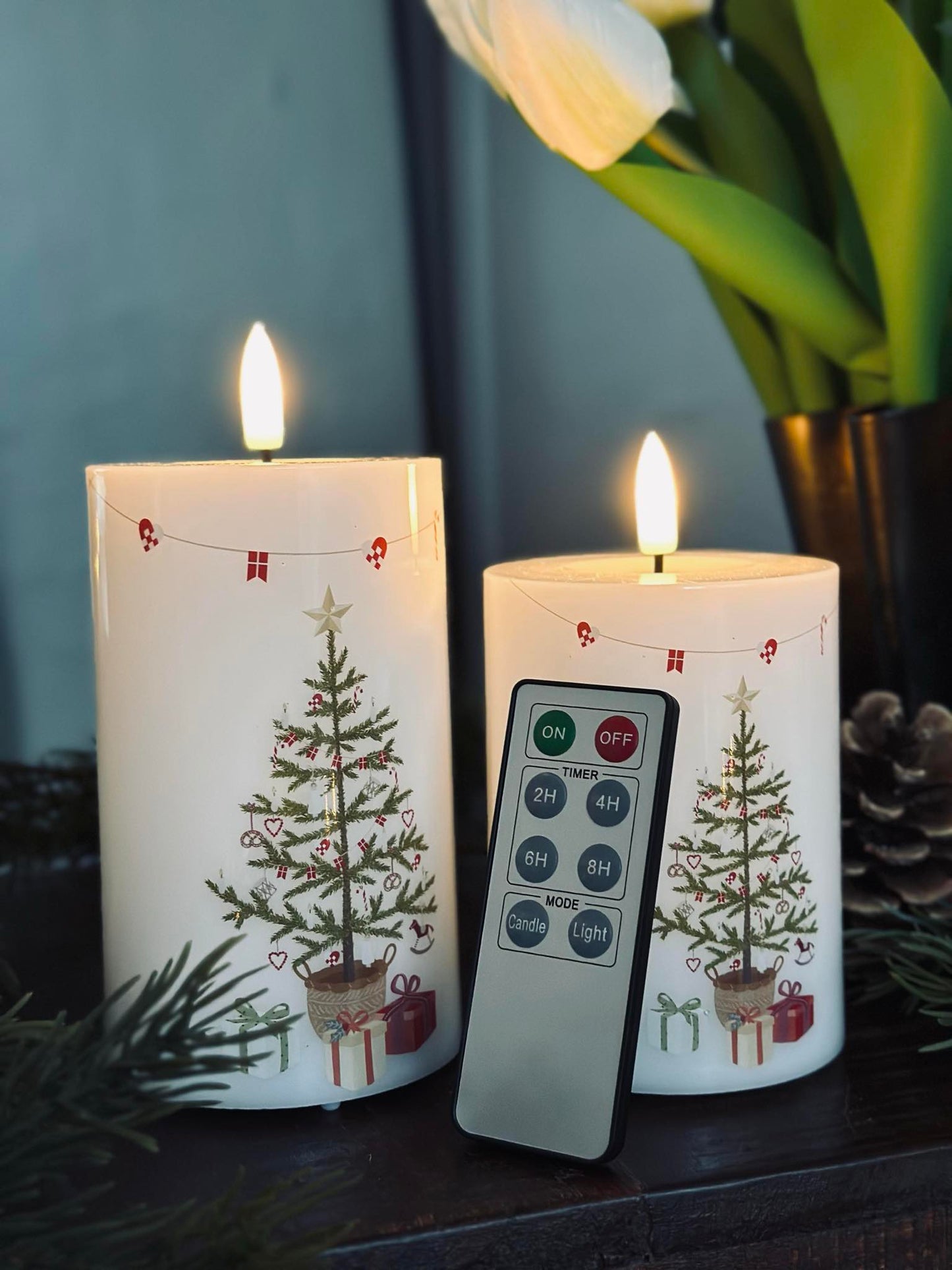 LED Bloklys TWINKLE CHRISTMAS - Sæt med 2stk.