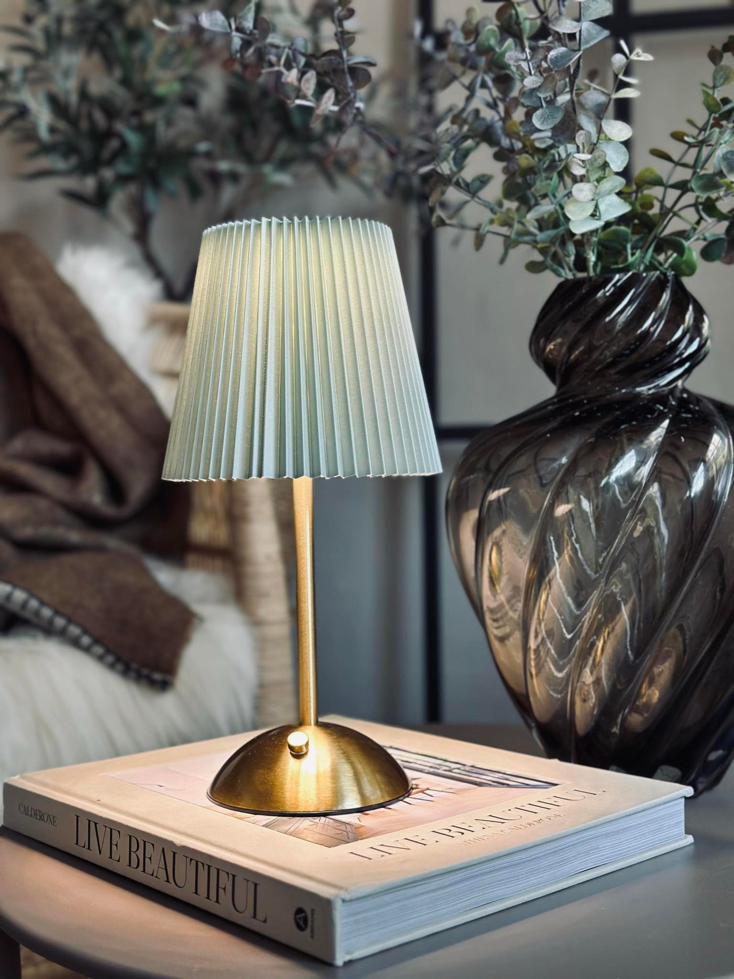 LED bordlampe Large Plisse´ - genopladelig