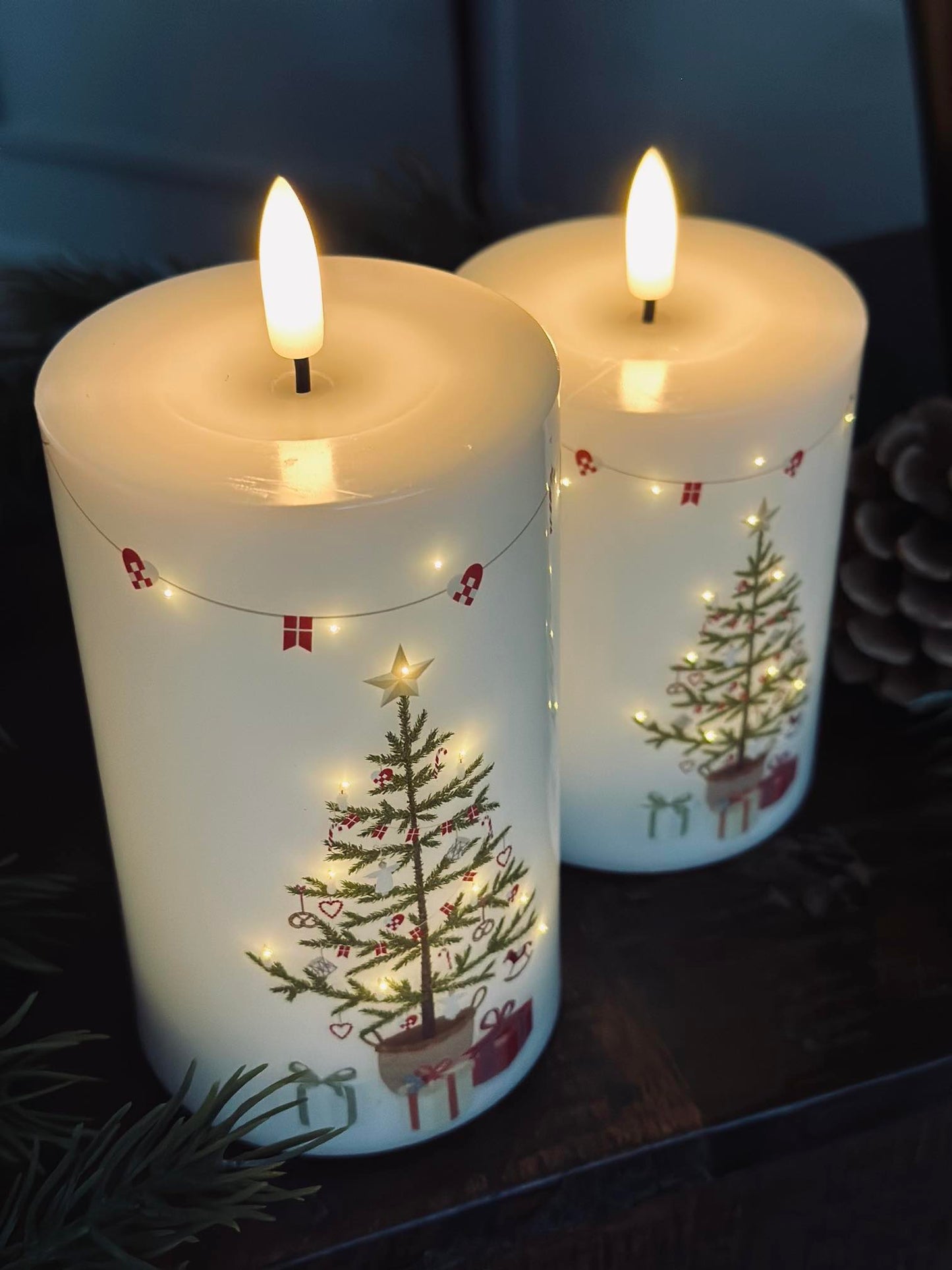 LED Bloklys TWINKLE CHRISTMAS - Sæt med 2stk.