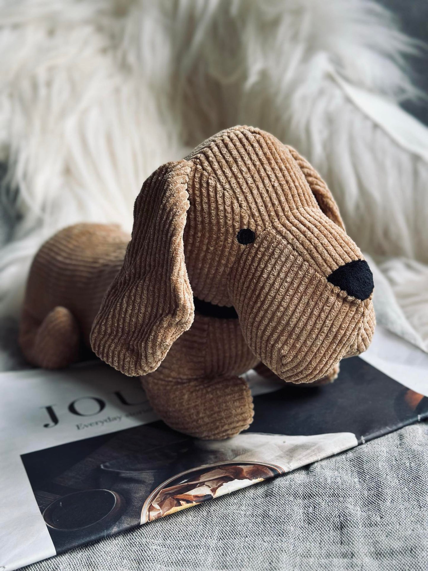 Dørstoppe hund - Beige fløjl