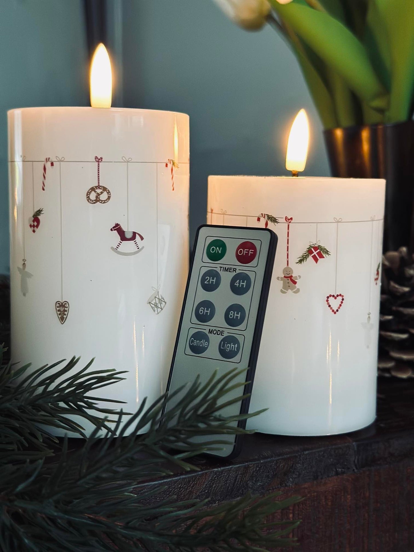 LED Bloklys TWINKLE CHRISTMAS - Sæt med 2stk.