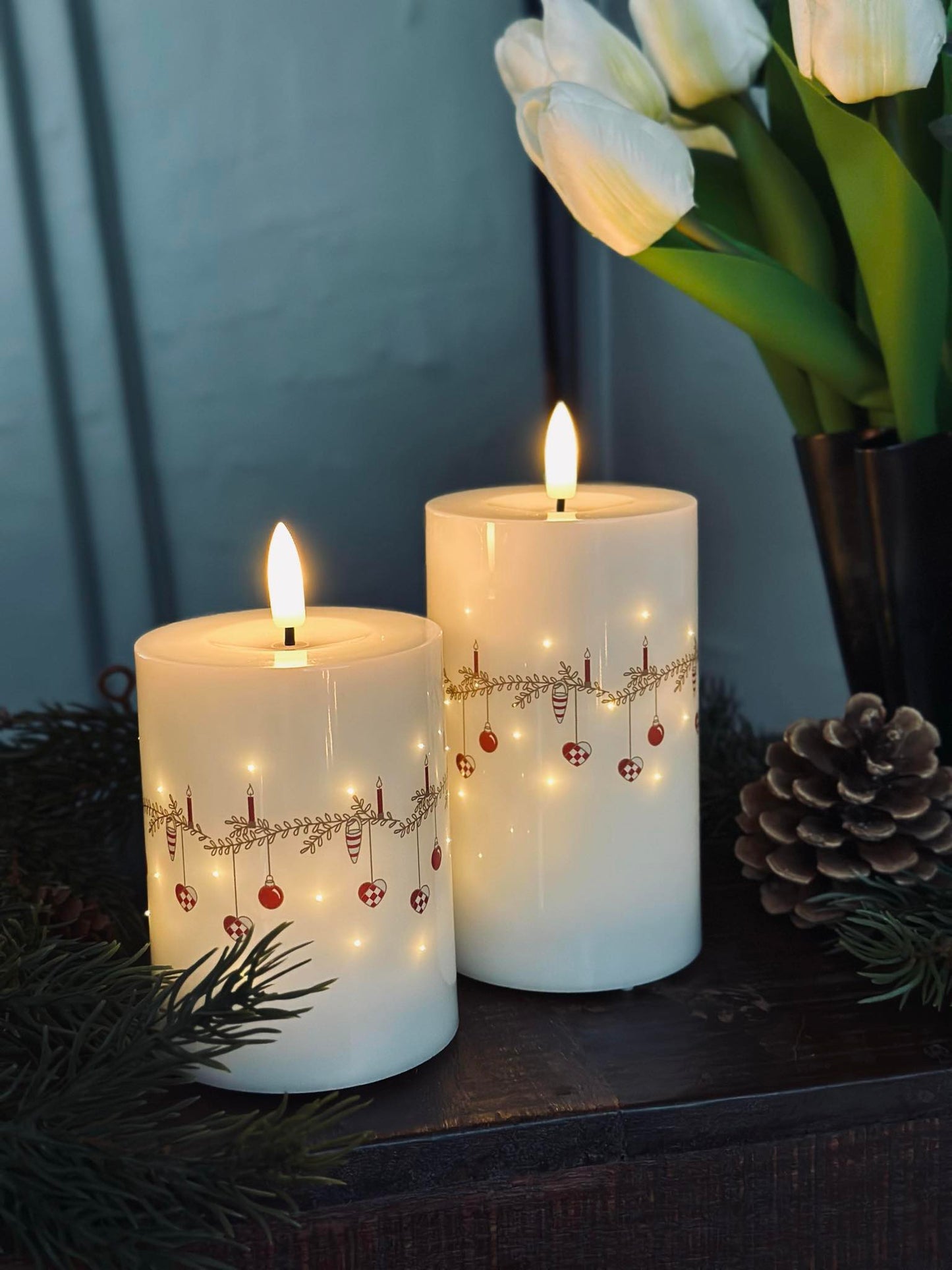 LED Bloklys TWINKLE CHRISTMAS - Sæt med 2stk.