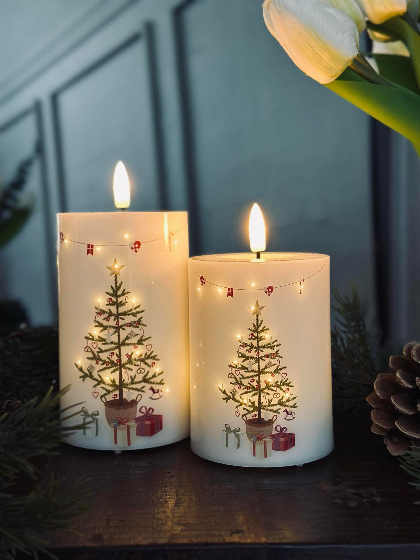 LED Bloklys TWINKLE CHRISTMAS - Sæt med 2stk.