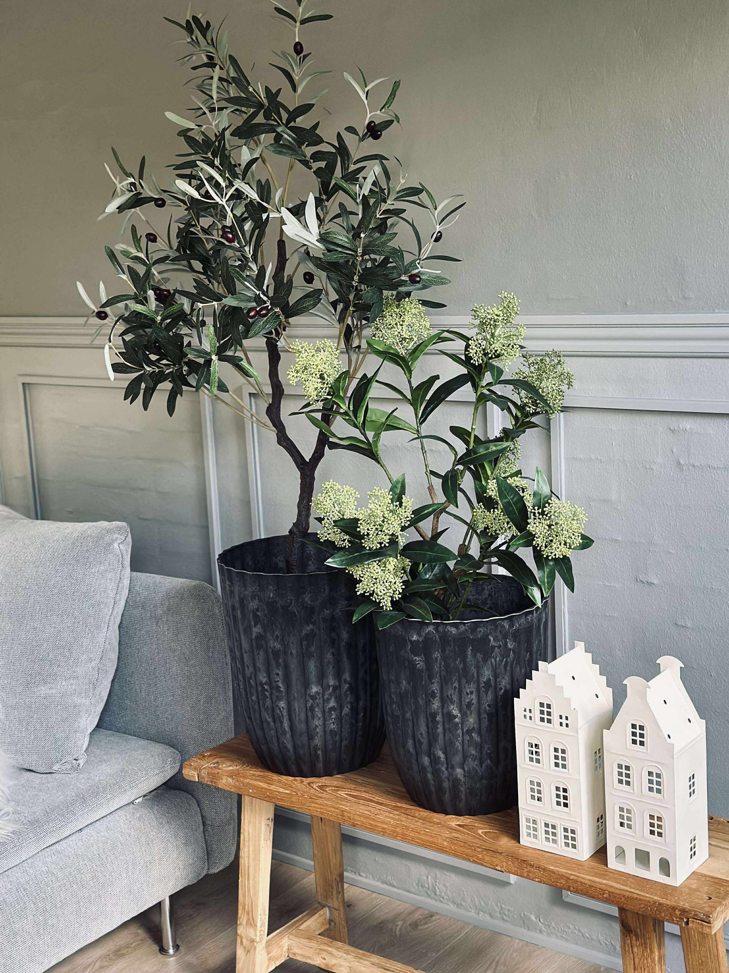 Urtepotter i beton look - Sæt af 2 stk