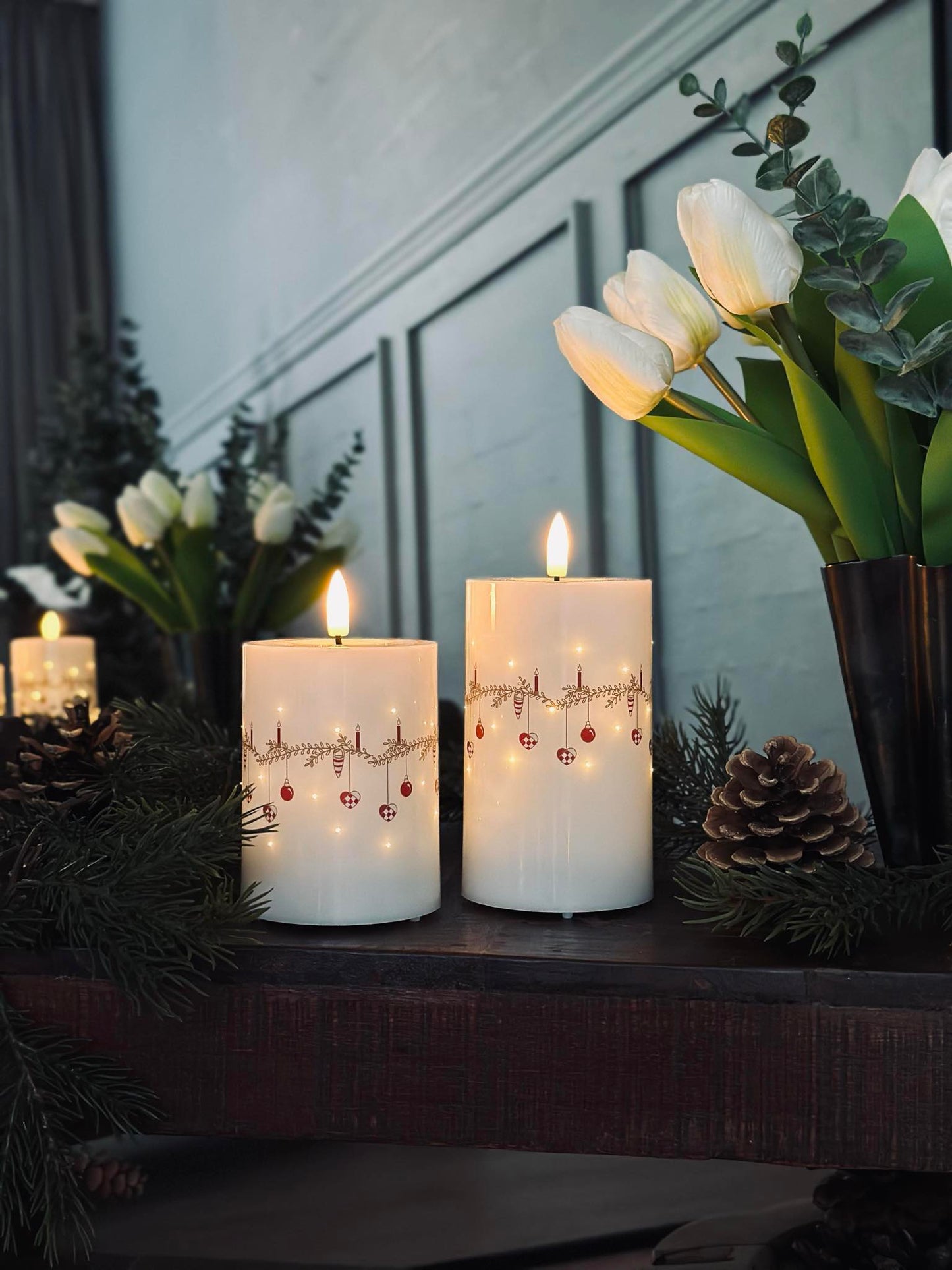 LED Bloklys TWINKLE CHRISTMAS - Sæt med 2stk.