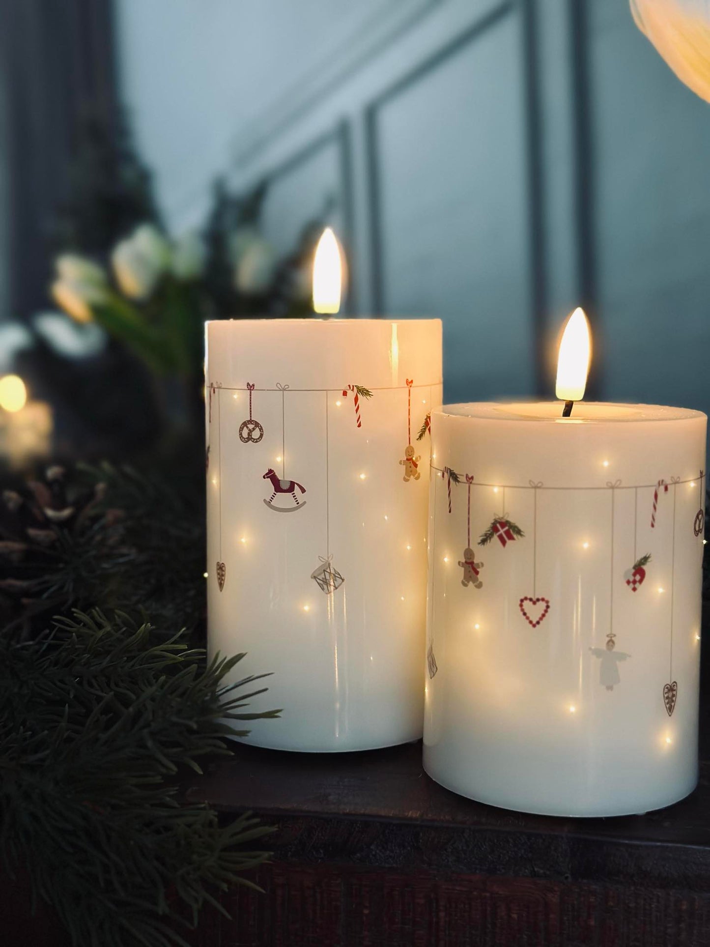 LED Bloklys TWINKLE CHRISTMAS - Sæt med 2stk.