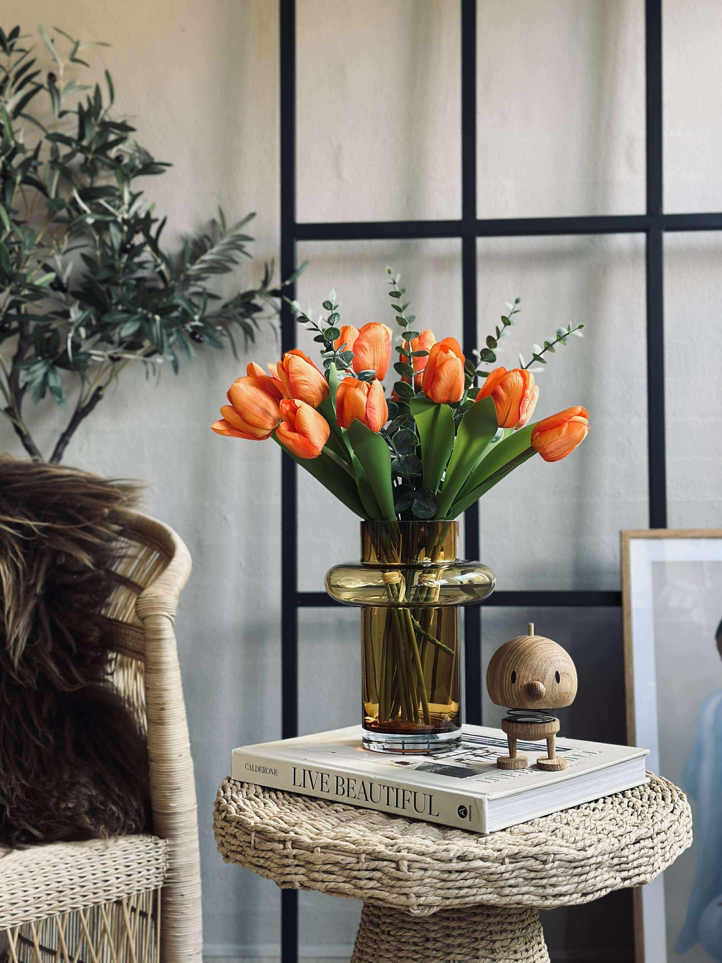 Vase i mundblæst glas - Lyngby amber