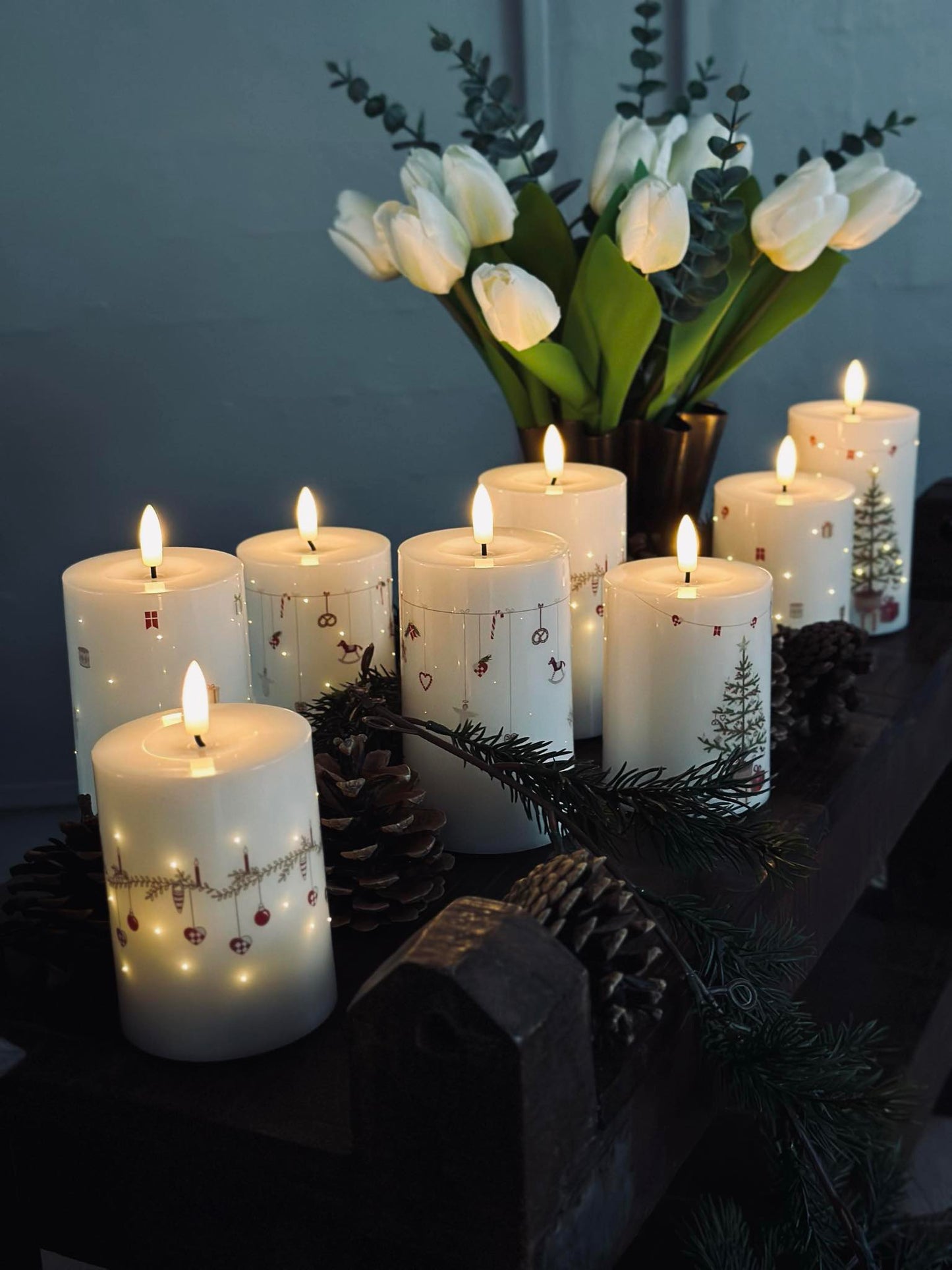 LED Bloklys TWINKLE CHRISTMAS - Sæt med 2stk.