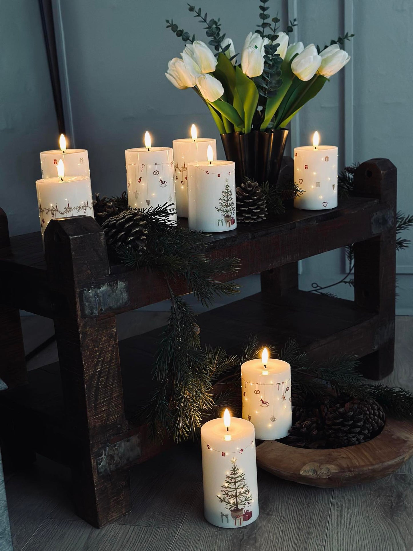 LED Bloklys TWINKLE CHRISTMAS - Sæt med 2stk.