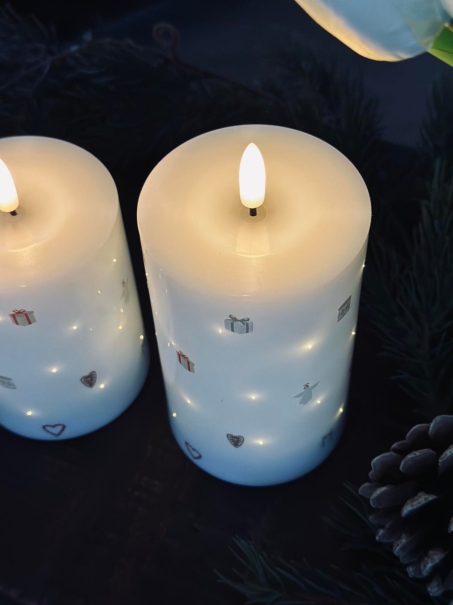 LED Bloklys TWINKLE CHRISTMAS - Sæt med 2stk.