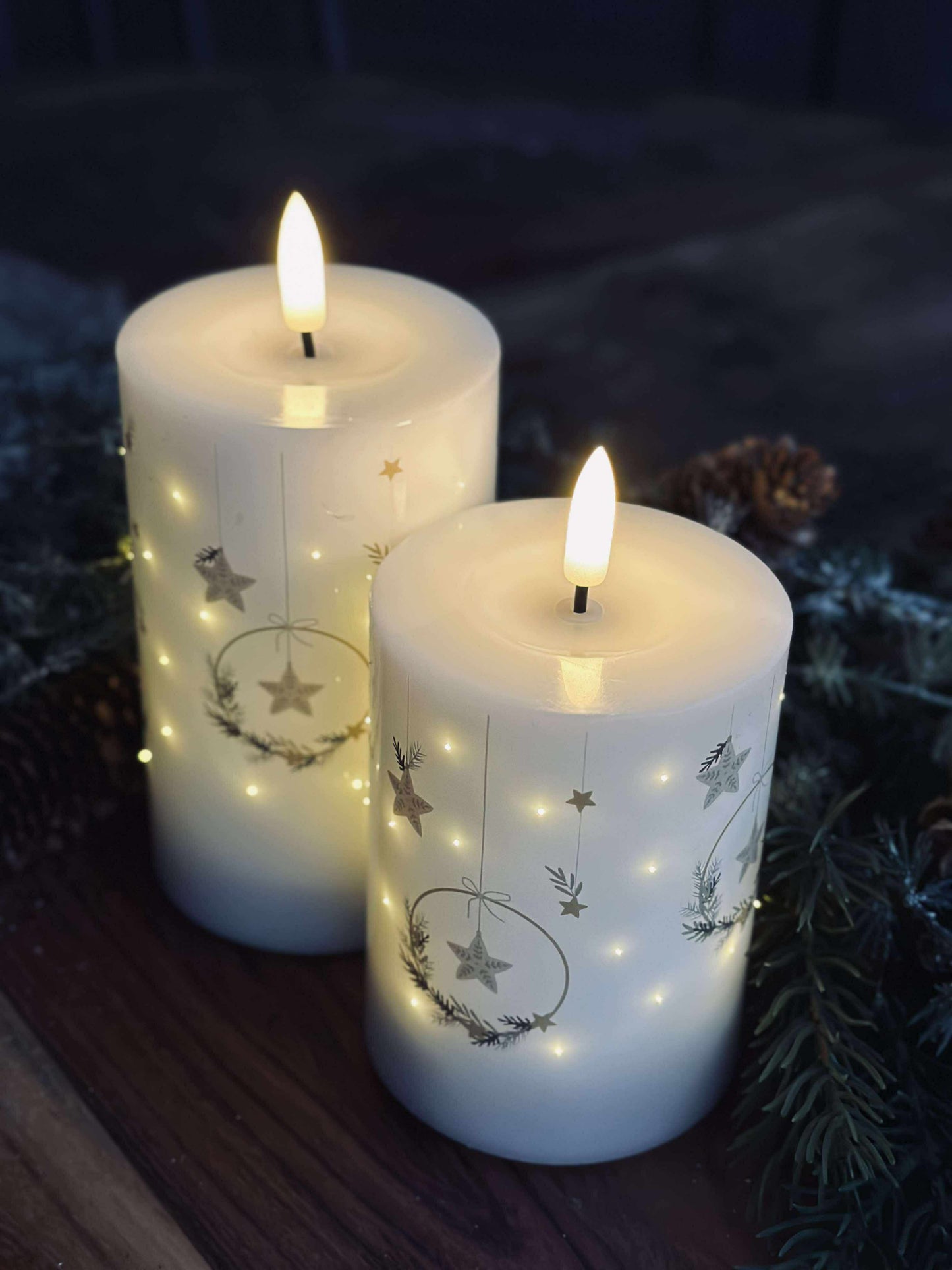 LED Bloklys TWINKLE CHRISTMAS - Sæt med 2stk.