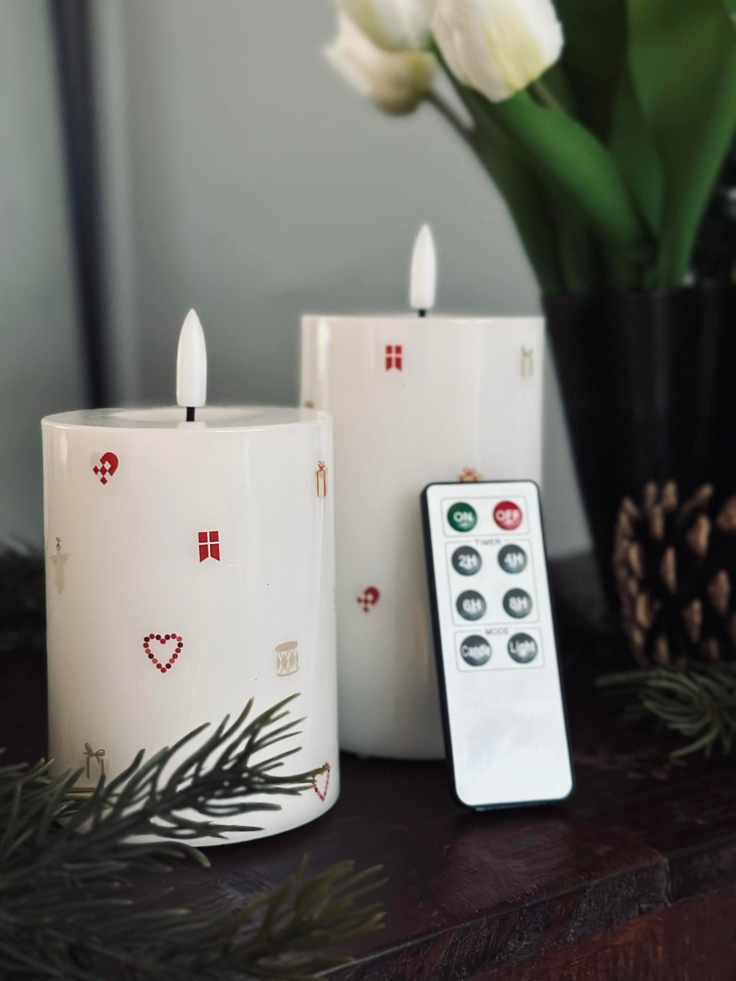 LED Bloklys TWINKLE CHRISTMAS - Sæt med 2stk.