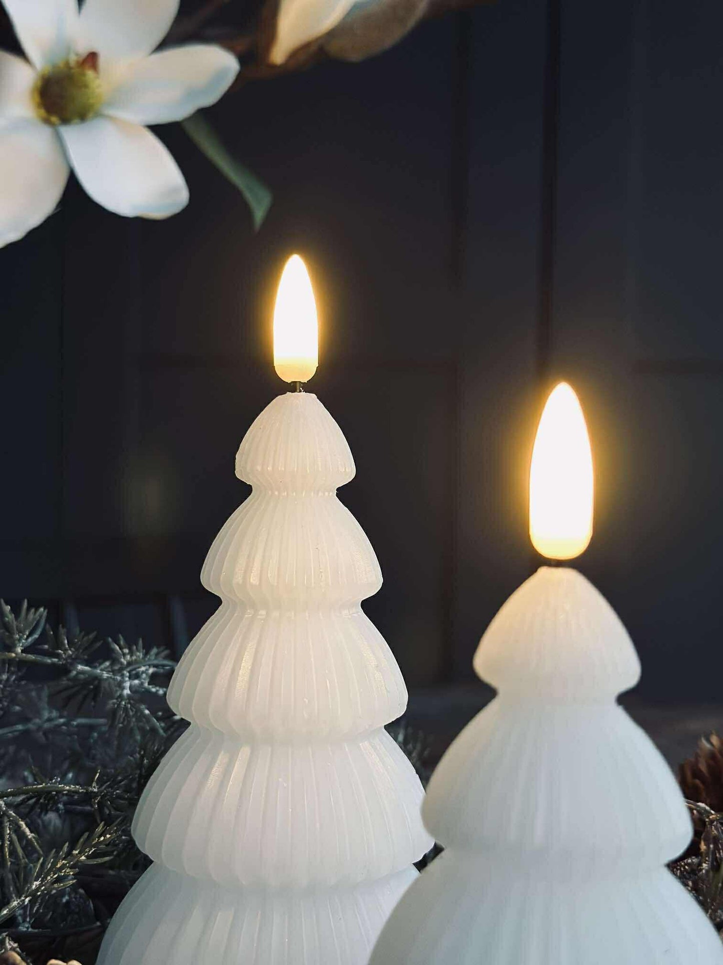 Juletræ med led lys - Sæt med 2 stk. Hvid