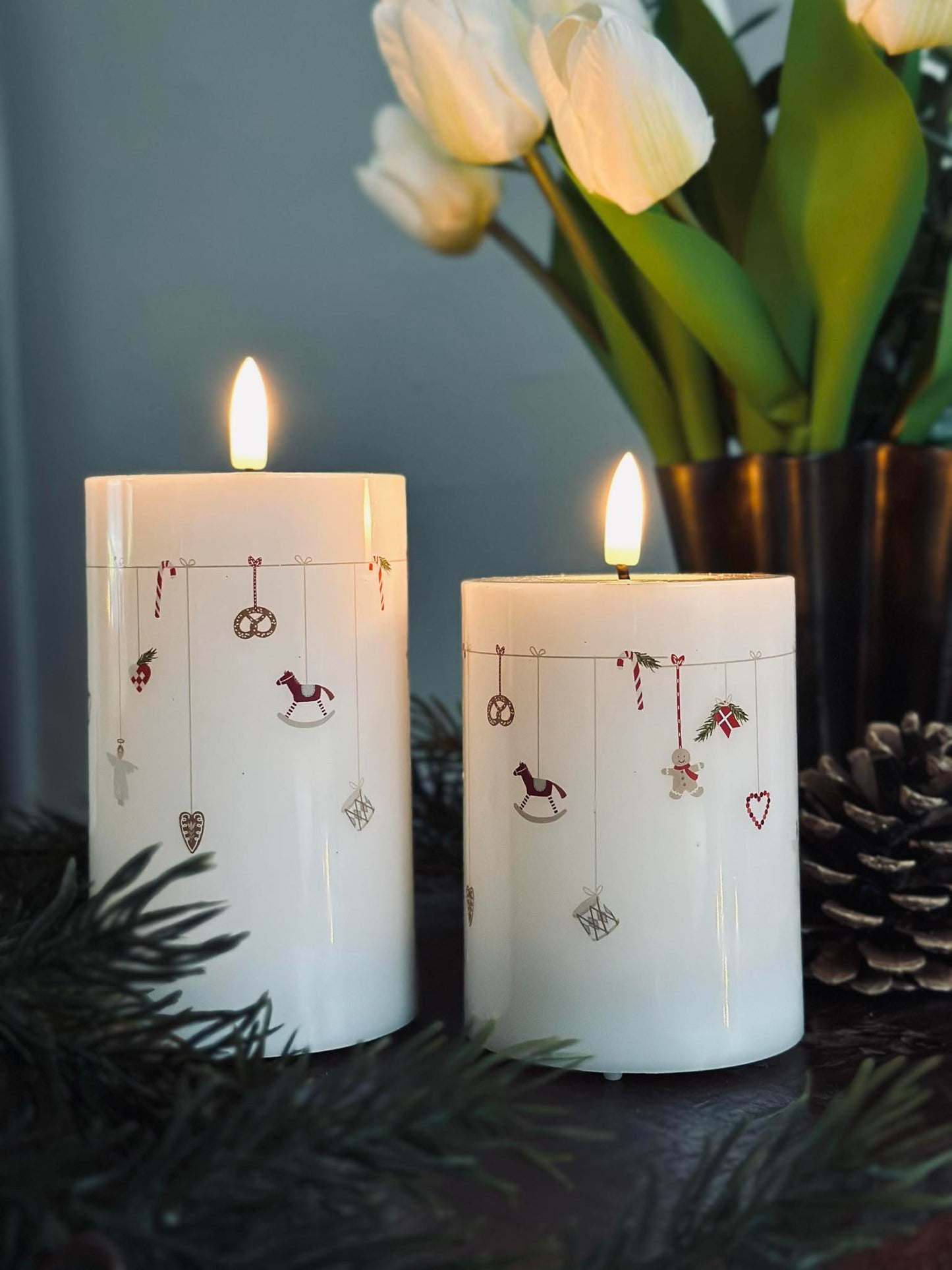 LED Bloklys TWINKLE CHRISTMAS - Sæt med 2stk.