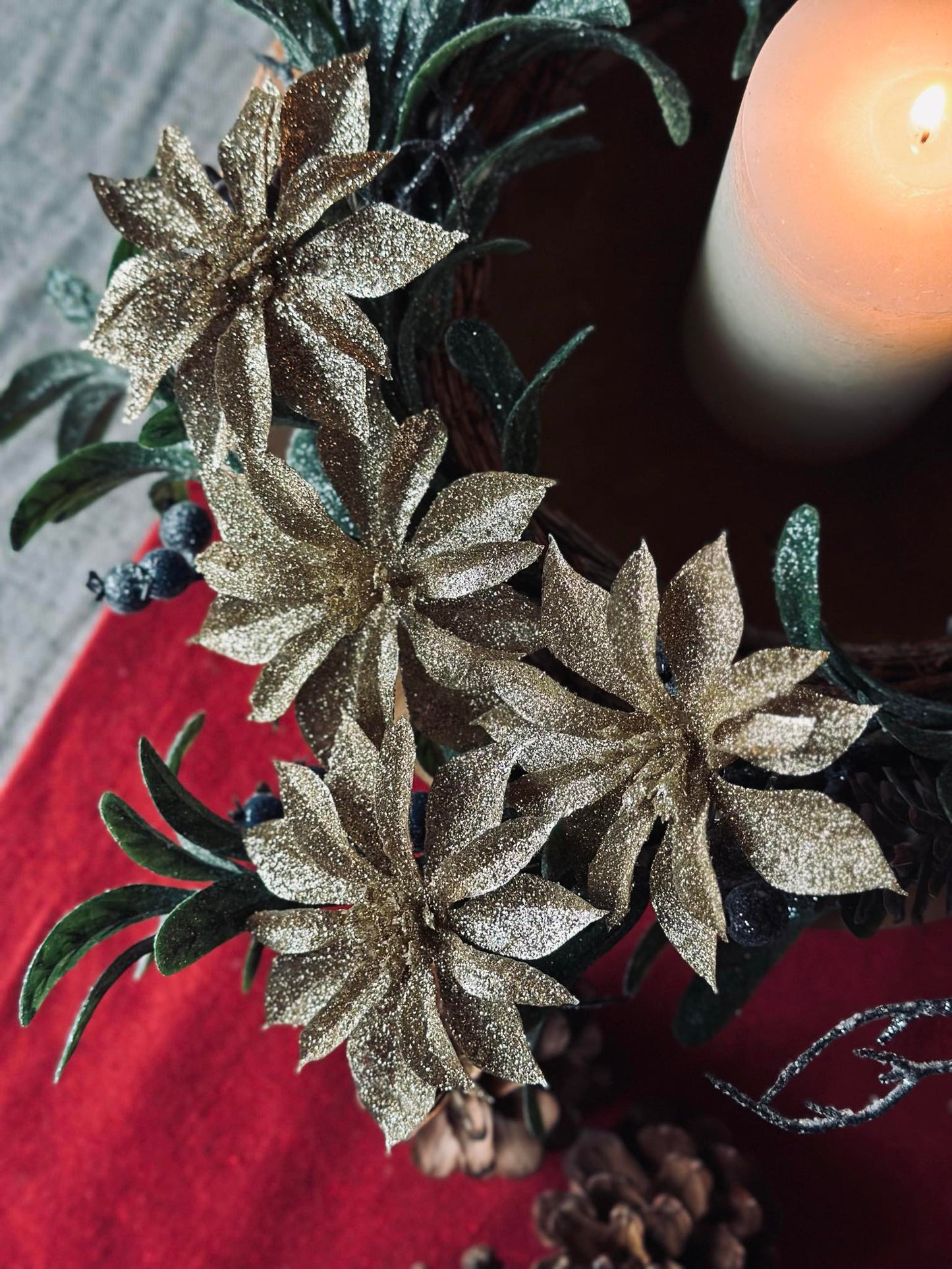 Deco blomster med glimmer - 4 stk